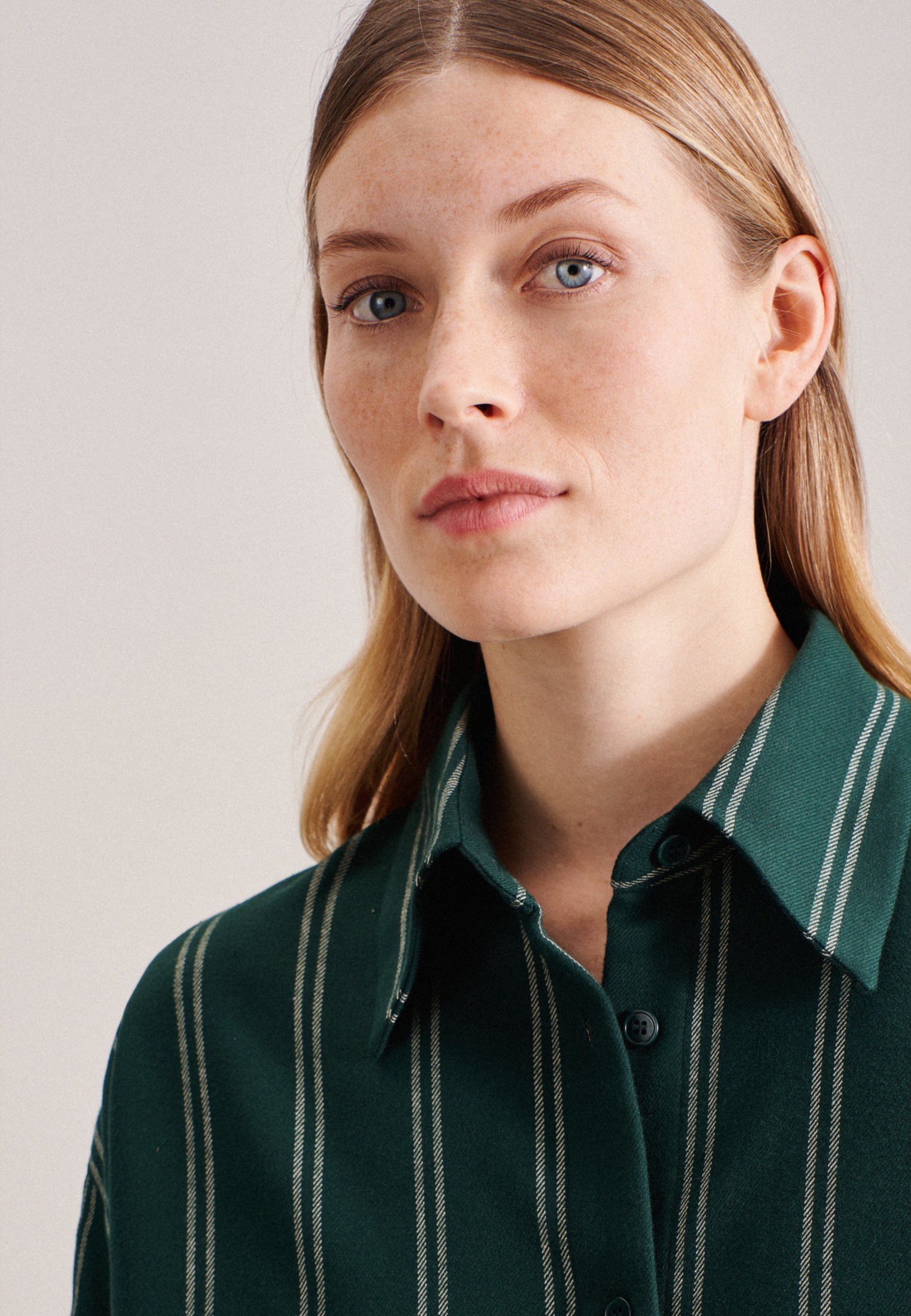 Thumbnail - seidensticker Longbluse "Schwarze Rose" Langarm Kragen Streifen