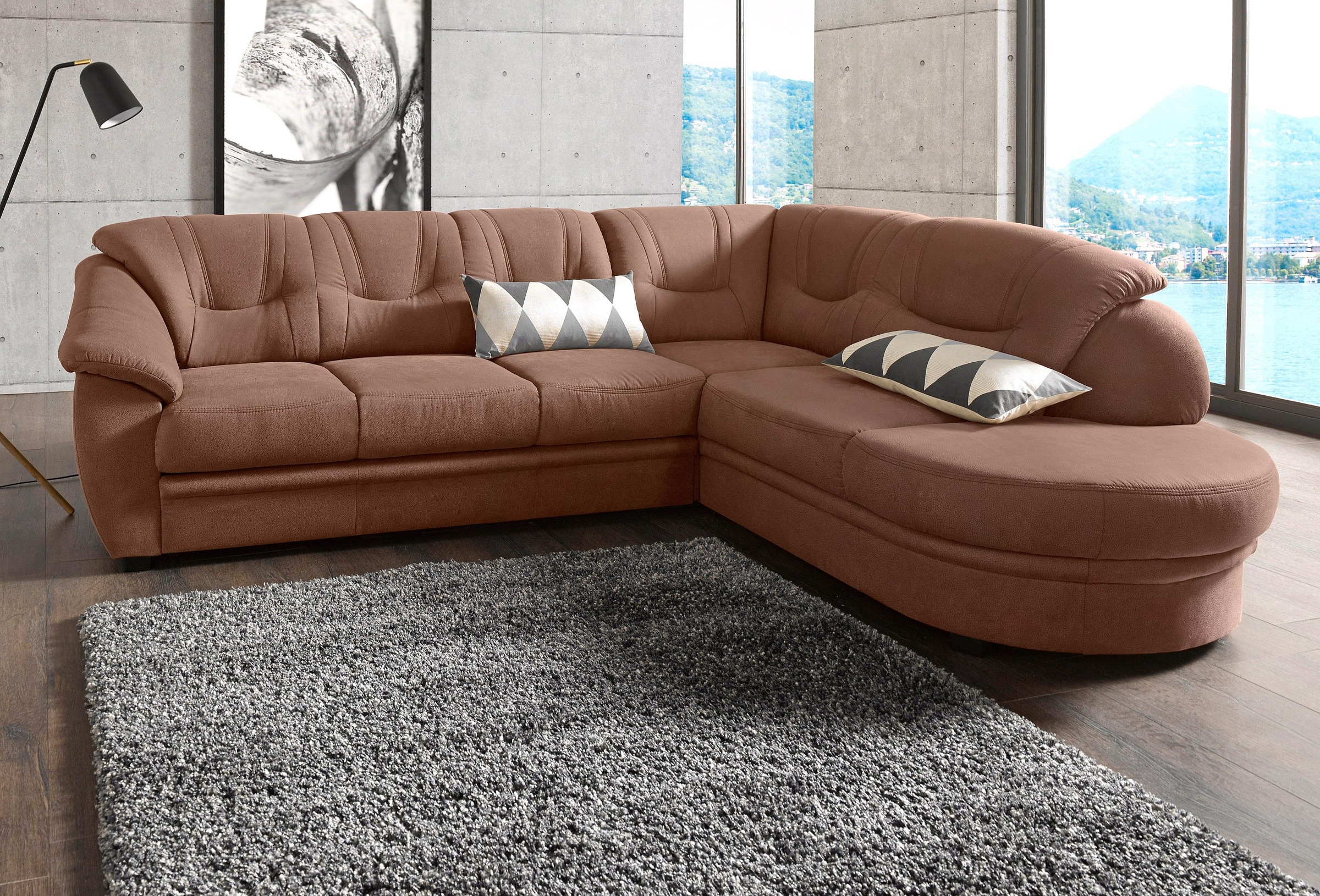 sit&more Ecksofa "Savona L-Form, B: 267 cm, Couch mit Federkern, Komfortsitzhöhe 46 cm" optional mit Schlaffunktion