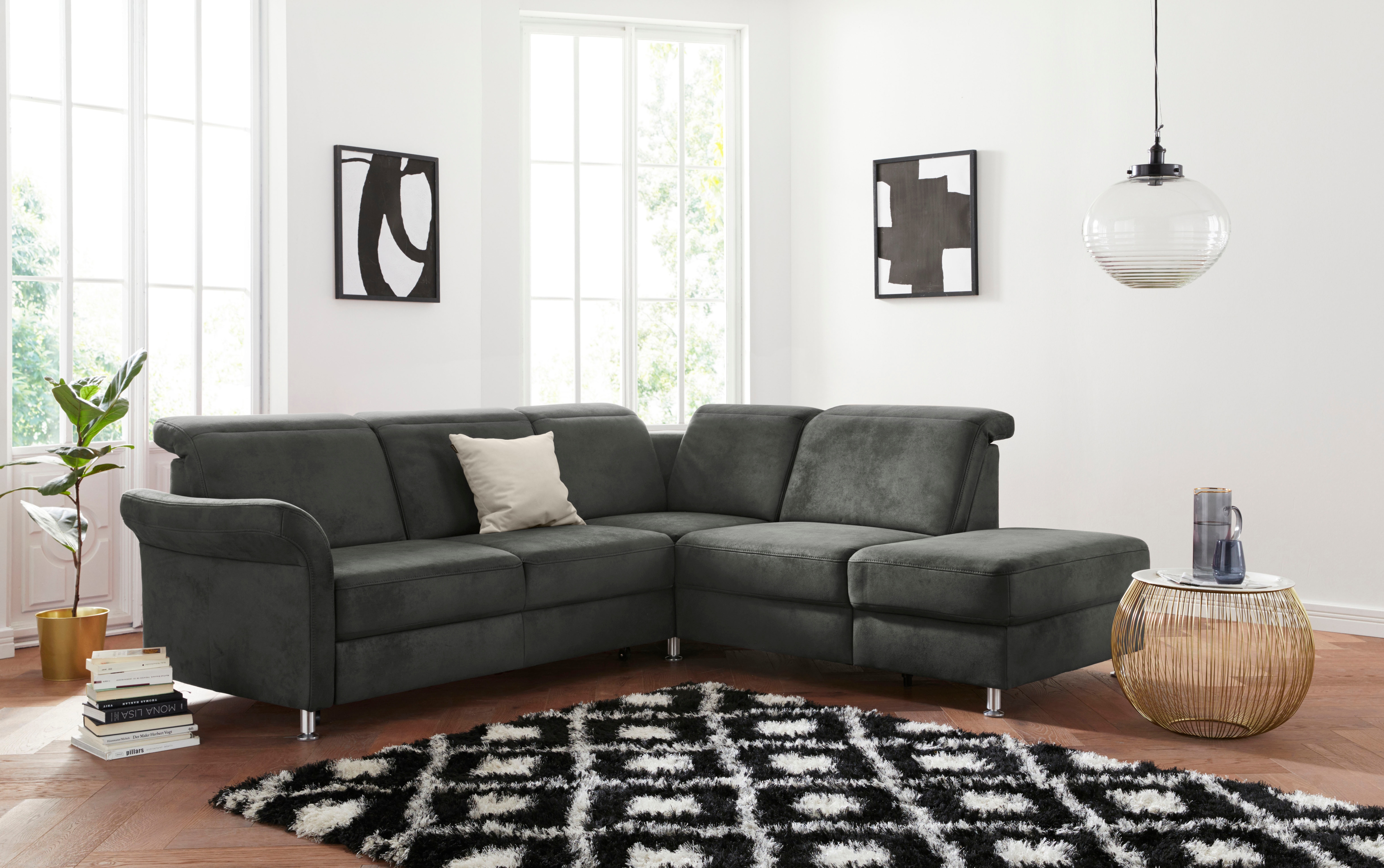 sit&more Ecksofa "Darwin L-Form" inklusive Federkern, wahlweise mit Kopfteilverstellung, Schlaffunktion