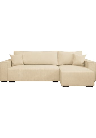 Ecksofa »Wylie«, Cord, Recamiere beidseitig montierbar, mit Bettfunktion und Bettkasten