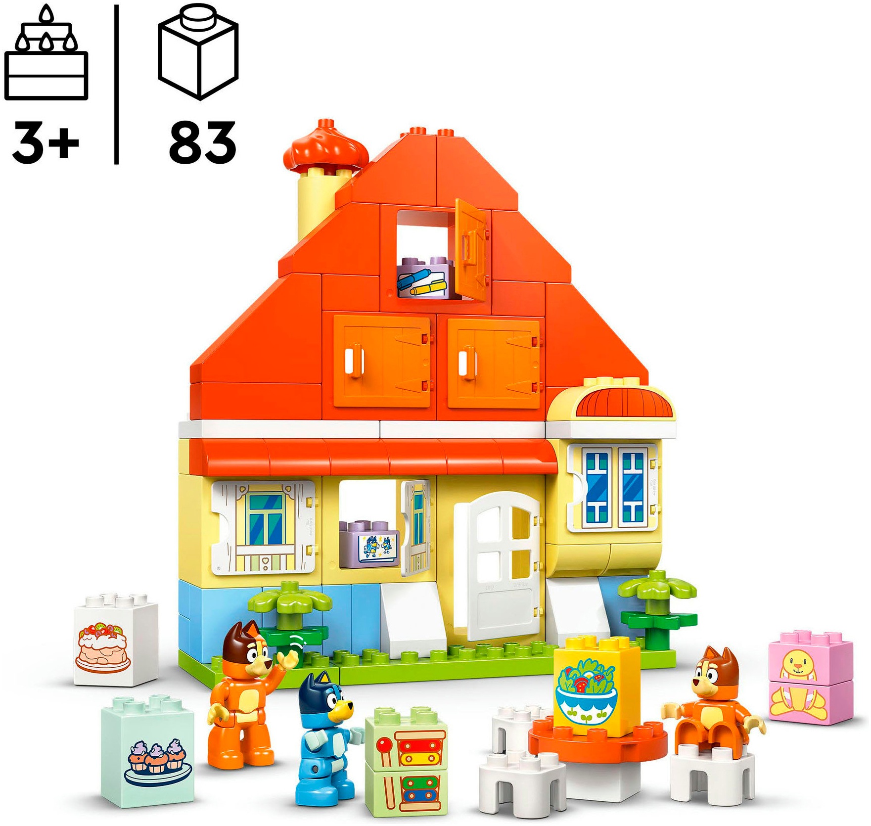 LEGO® Konstruktionsspielsteine »Blueys Familienhaus mit Memory-Spiel (10459), LEGO DUPLO Bluey«, (83 St.), Made in Europe