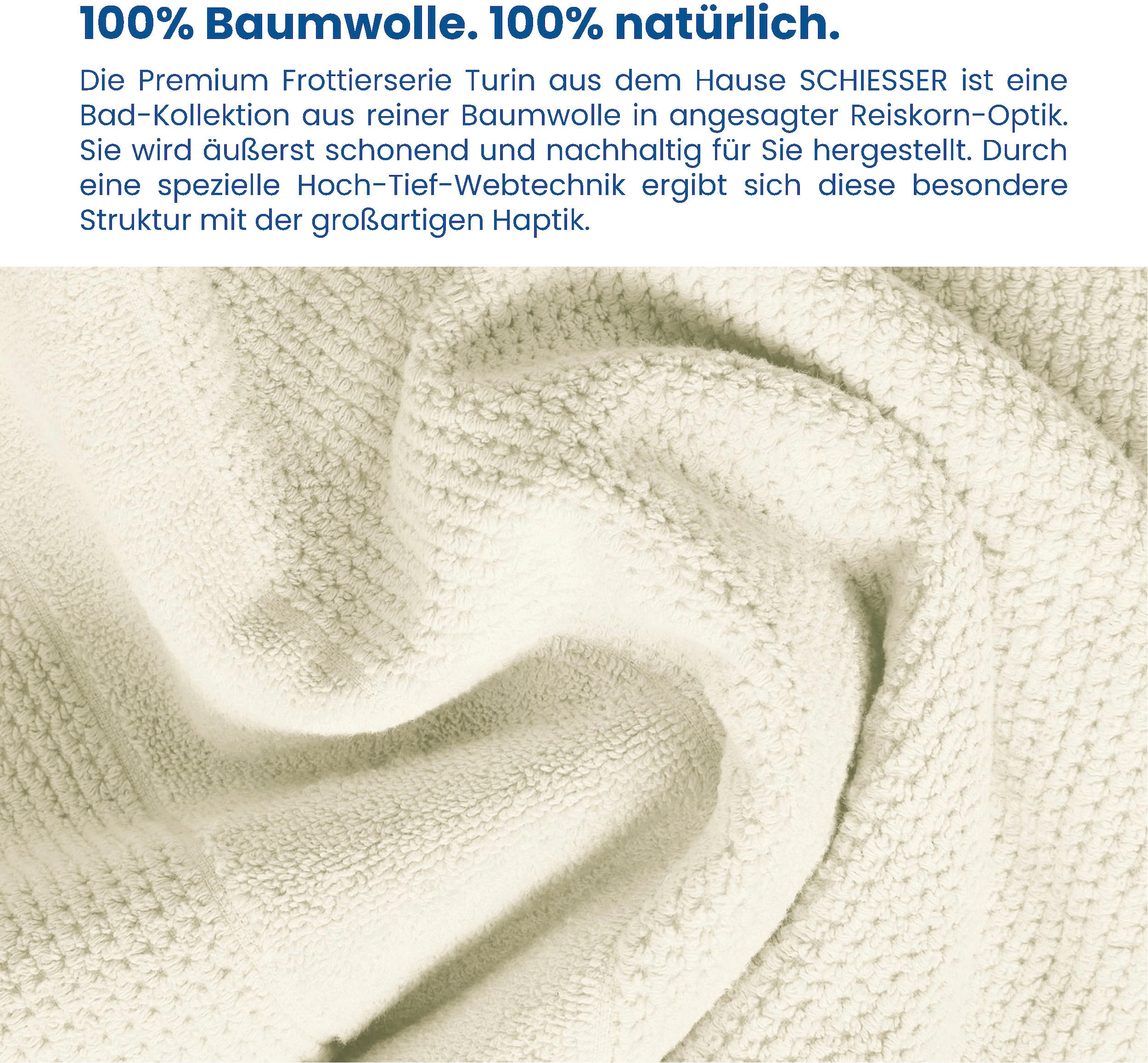 Schiesser Set | BAUR Duschtücher aus Turin St.), (2 Handtücher 100% 2er »Schiesser im Reiskorn-Optik Baumwolle«,