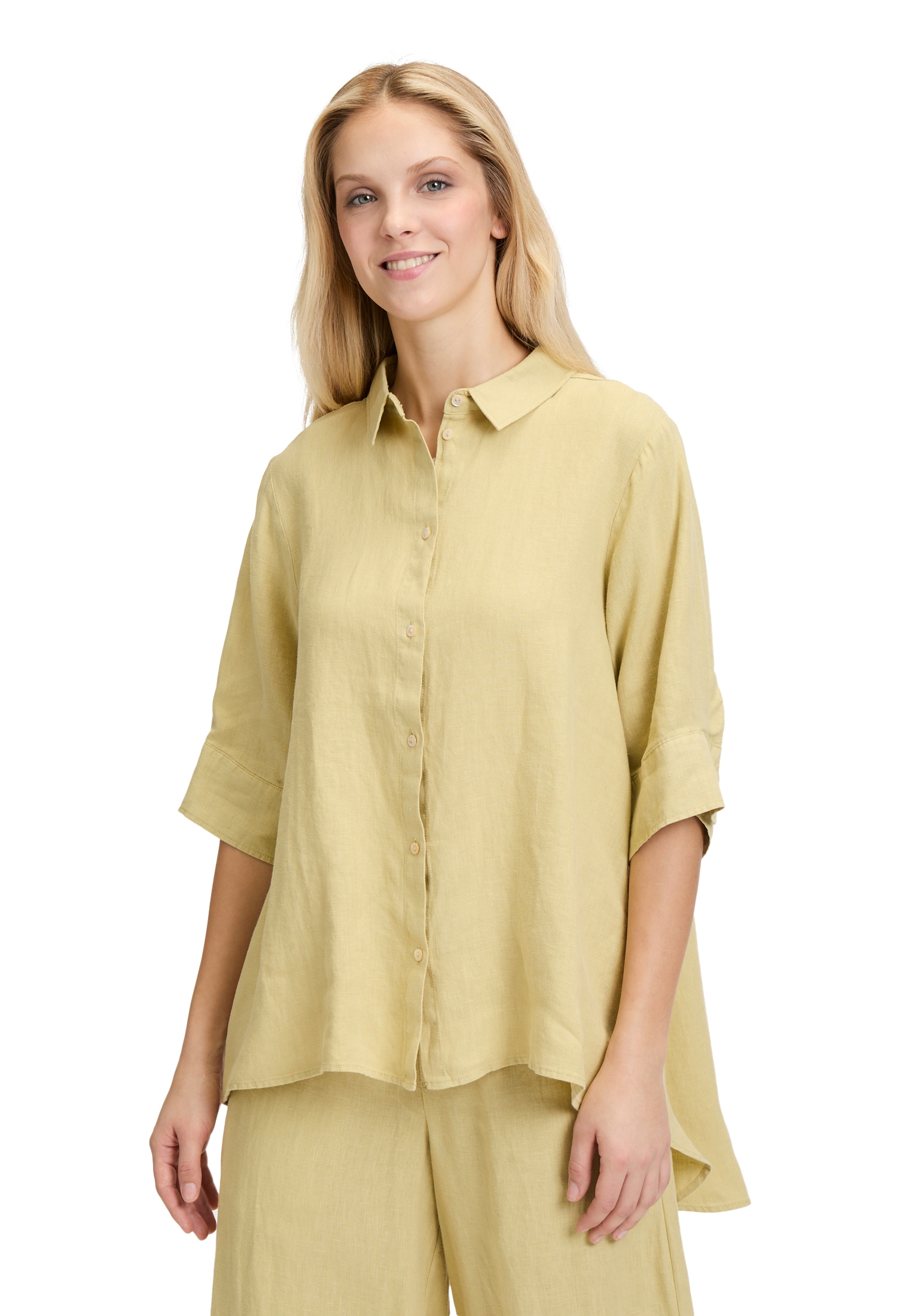 Cartoon Kurzarmbluse "Cartoon Damen Leinenbluse mit Kragen" günstig online kaufen