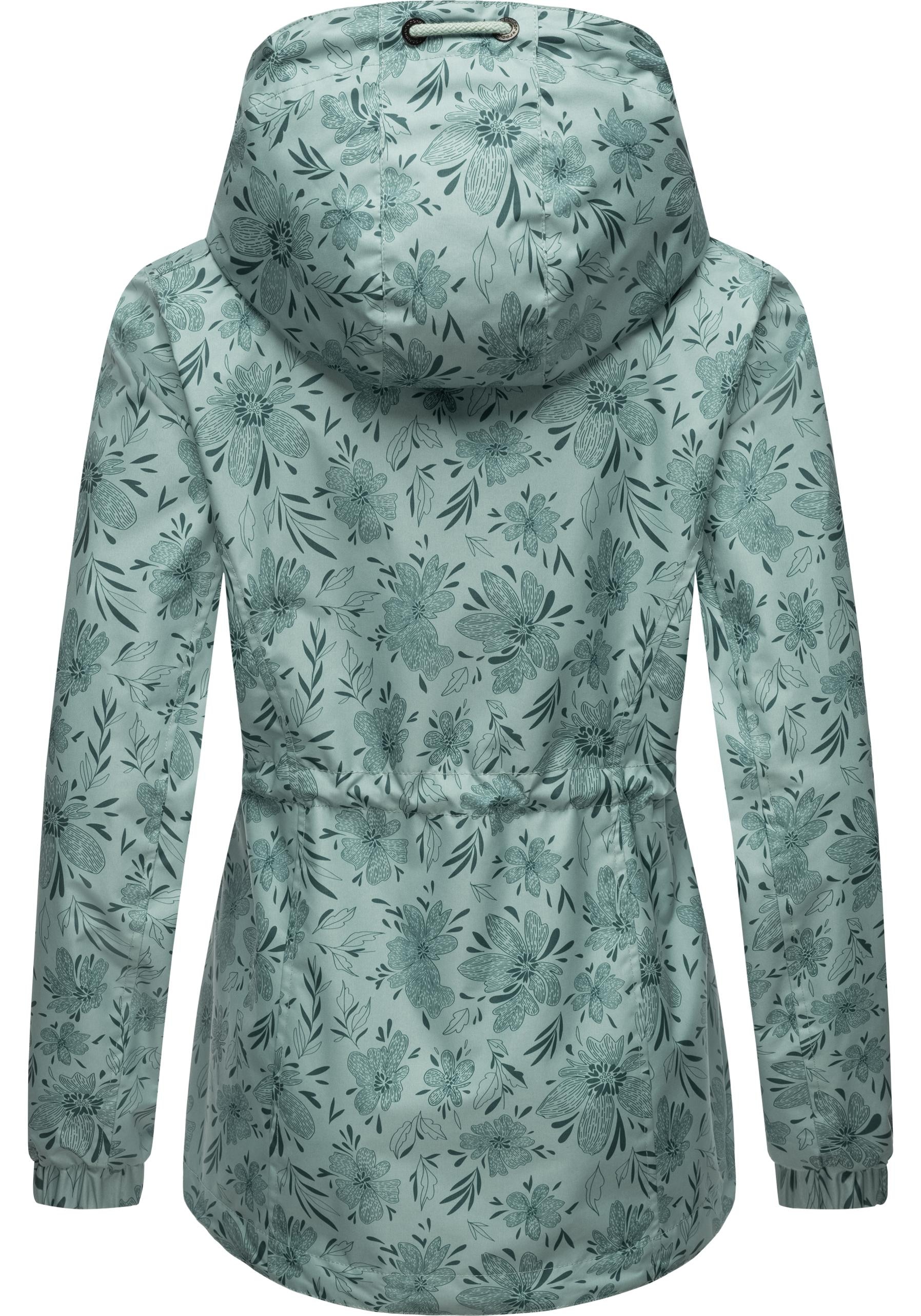 Ragwear Outdoorjacke »Dankka Spring«, mit Kapuze, Wasserdichte Damen Jacke mit floralem Allover-Print