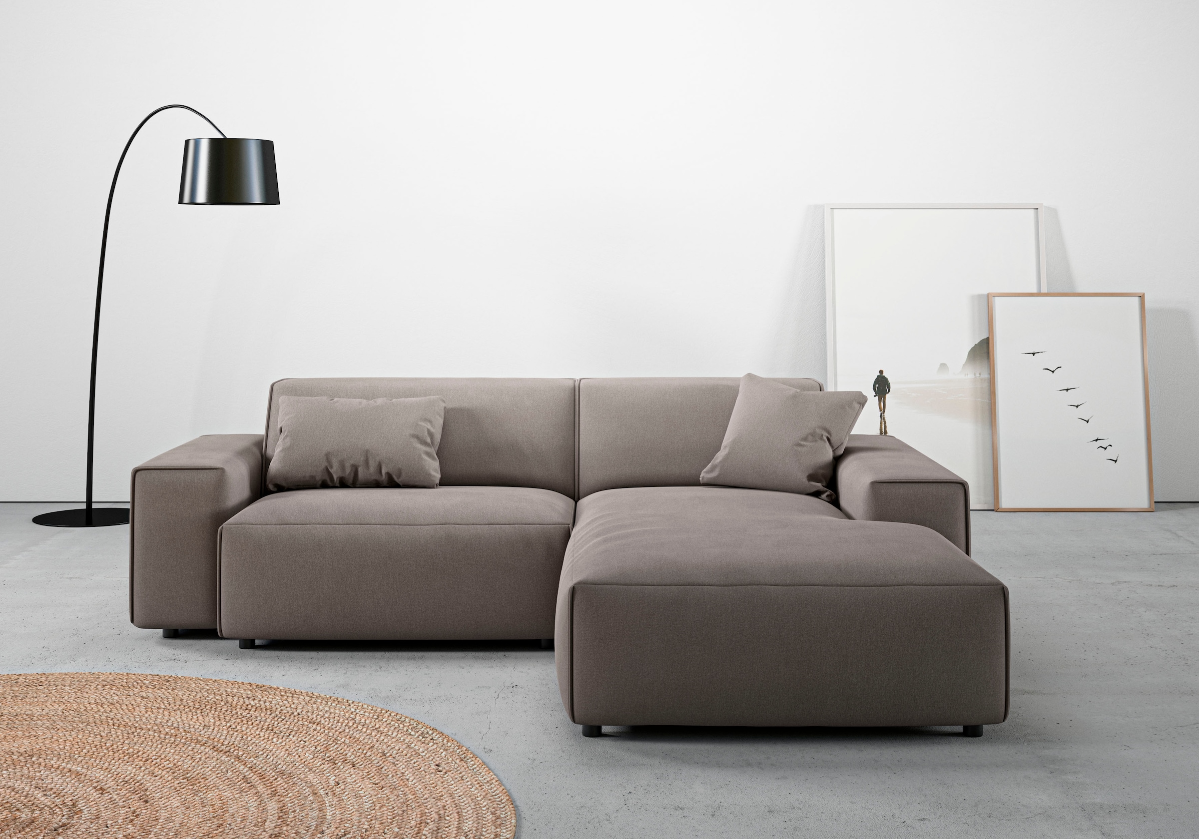 Home affaire Ecksofa "Glimminge L-Form auch in Breitcord, Feincord + Easy care-Bezug," Breite 234, Zierkissen