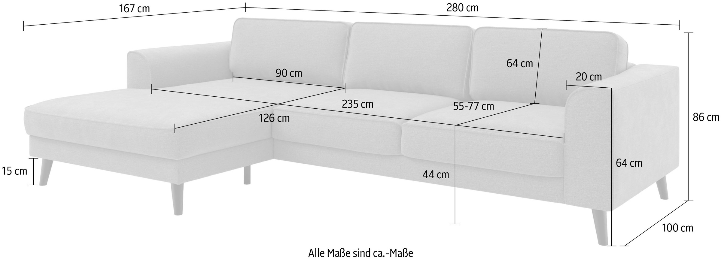 TRENDMANUFAKTUR Ecksofa »Lumber Jack, elegantes Designsofa, zeitlos modern, hoher Sitzkomfort«, wahlweise mit Bettfunktion u. Bettkasten, L-Form