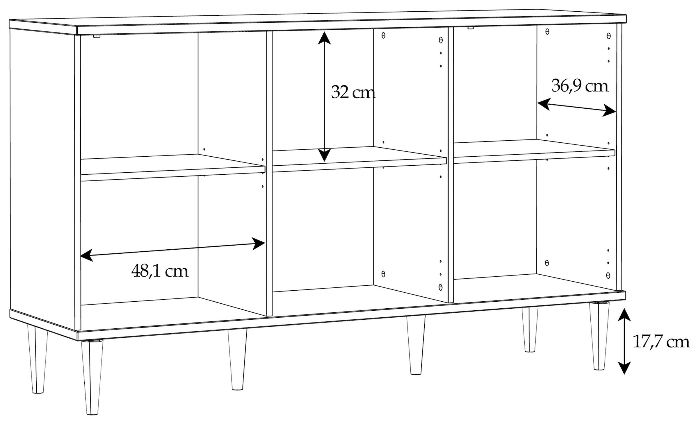 OTTO home Sideboard »ELLIAN mit  Wiener Geflechtoptik, 3 Türen, Boho Stil, Vintage« Holzfüße, Metallgriffe, Made in EU, viel Stauraum, FSC® zertifiziert