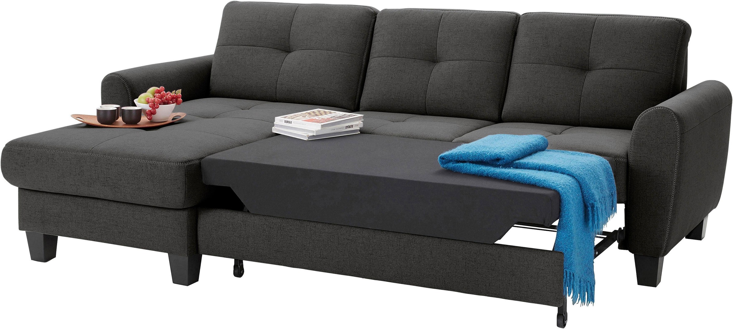 sit&more Ecksofa »Varese L-Form«, mit Federkern, wahlweise mit Bettfunktion und Stauraum