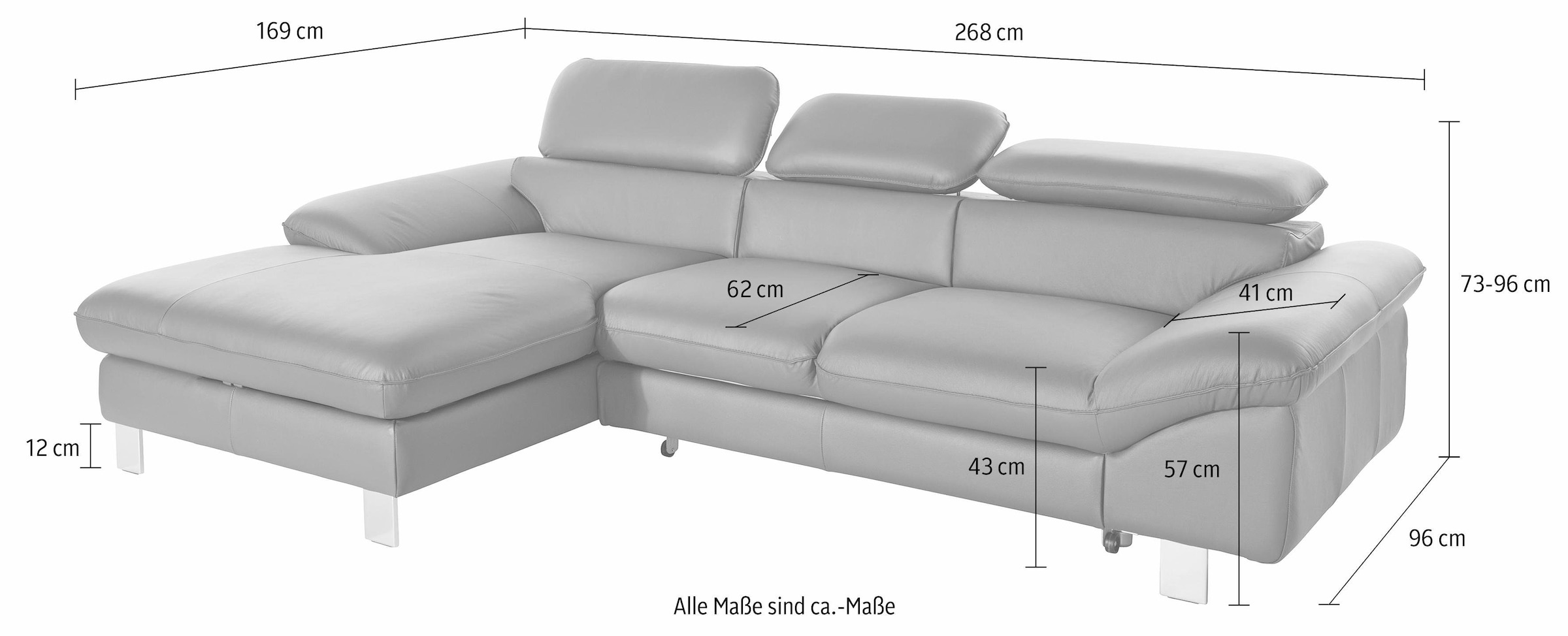 COTTA Polstergarnitur »Driver L-Form«, (Set), Set bestehend aus: Ecksofa mit Kopfteilverstellung & Hocker