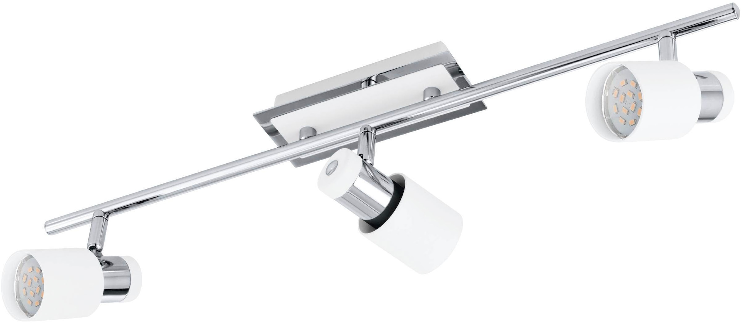 "EGLO Deckenleuchte ""Davida Deckenlampe, Deckenspot aus Metall, Wohnzimmerlampe, GU10"", weiß (silberfarben), 3, 1 Stk., Leuchten, Spot - L58 x B7