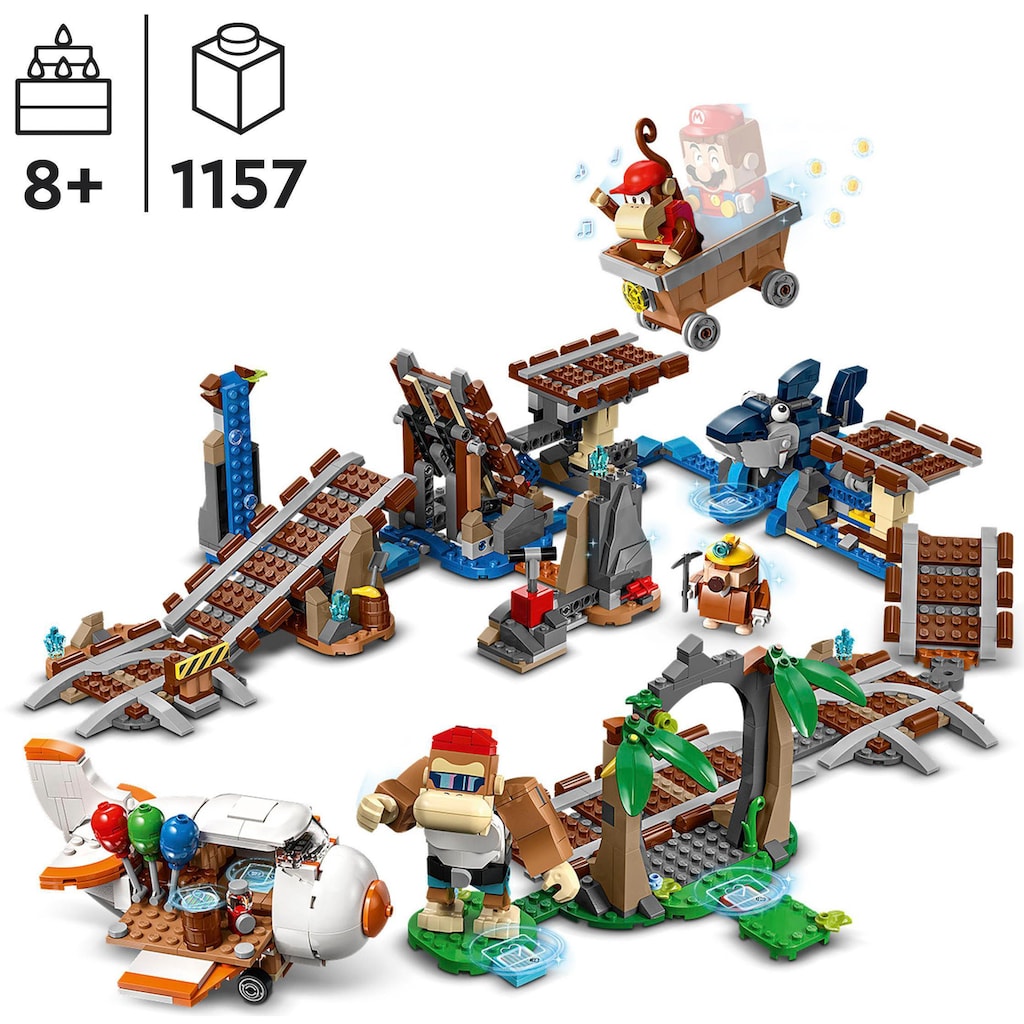 LEGO® Konstruktionsspielsteine »Diddy Kongs Lorenritt – Erweiterungsset (71425), LEGO® Super Mario«, (1157 St.)