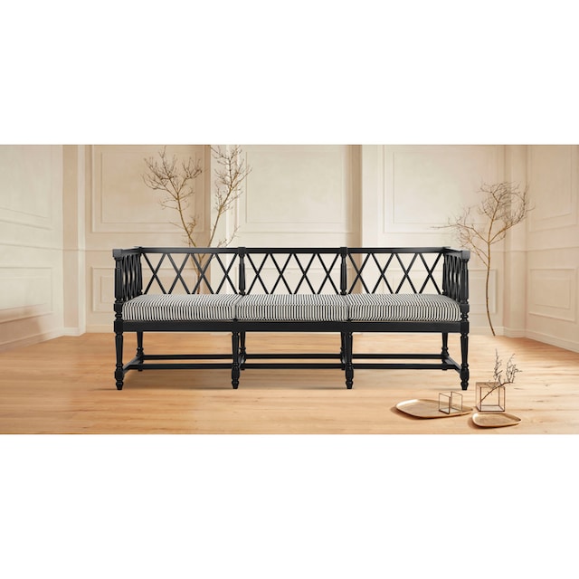 GMK Collection Sitzbank »Grenoble«, Escheholz, Sitzkissen aus Webstoff in  schwarz/weiß, Breite 200,6 cm bestellen | BAUR