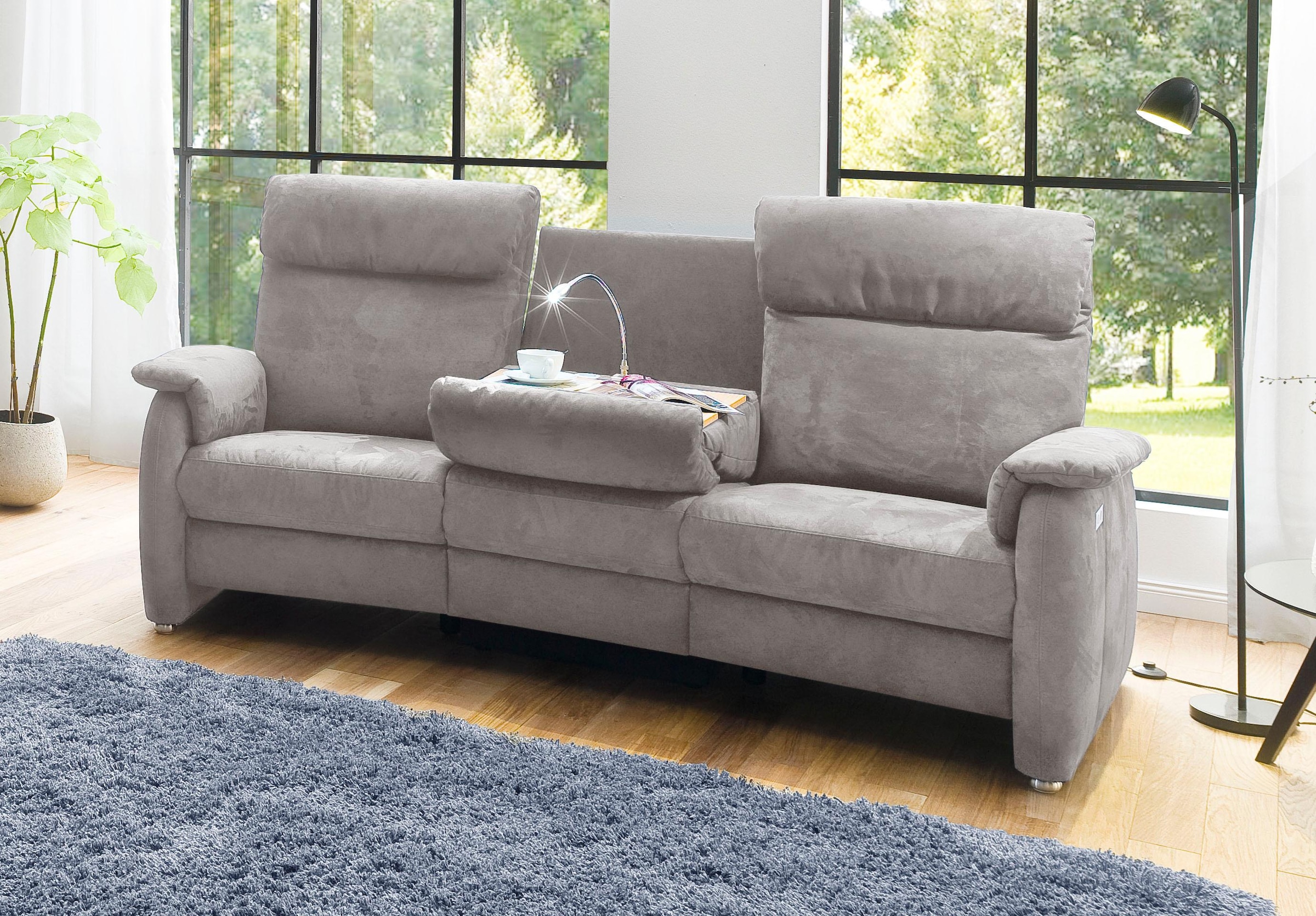 Home affaire Sofa »Turin«, mit motorischer Relaxfunktion, Tisch, Leuchte + USB-Ladestation