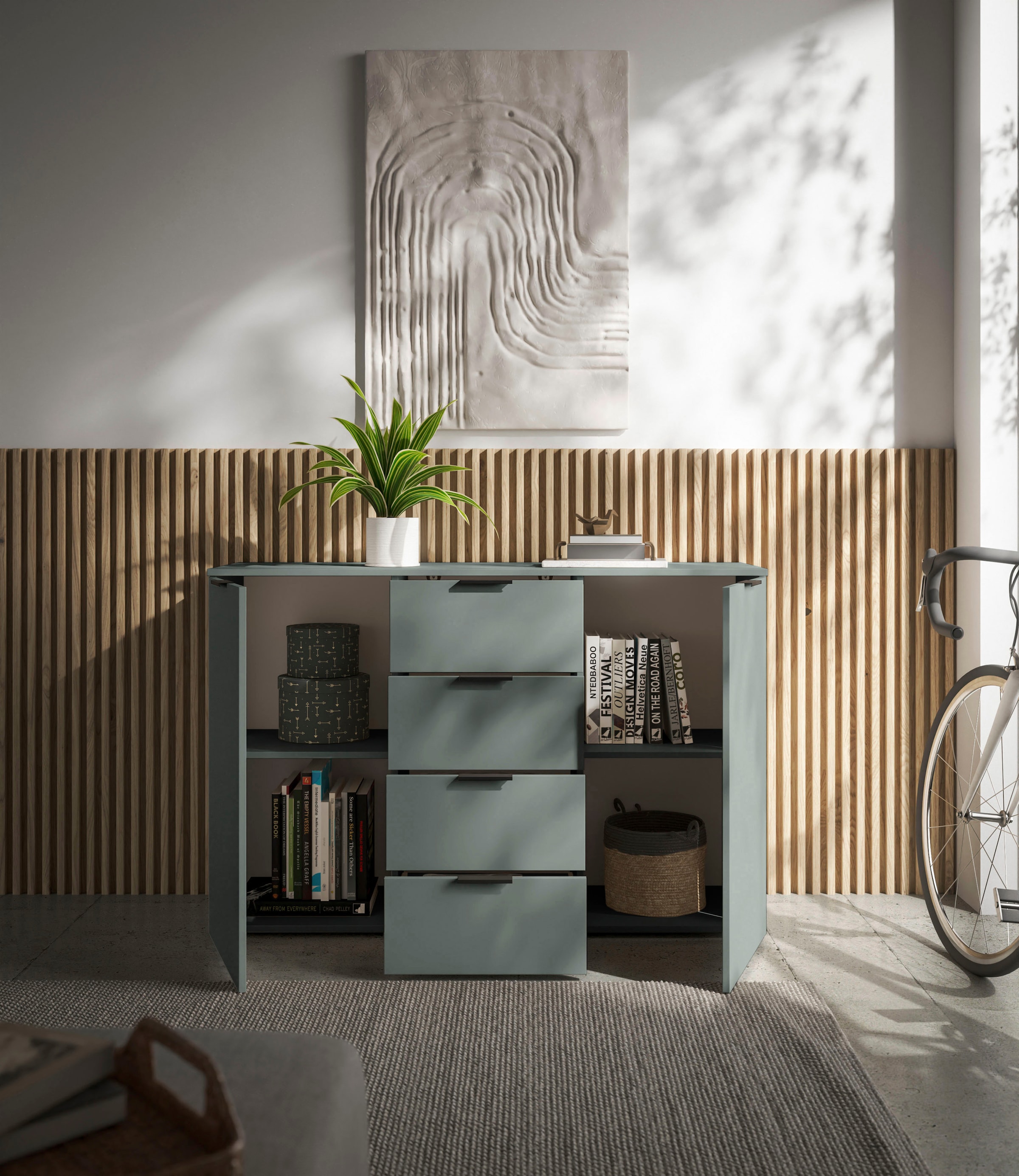 HBZ Sideboard »Linz Kommode, BxHxT 135x90x40cm«, (1 St.), Breite 135cm,Lip-Griff, Melaminbeschichtung