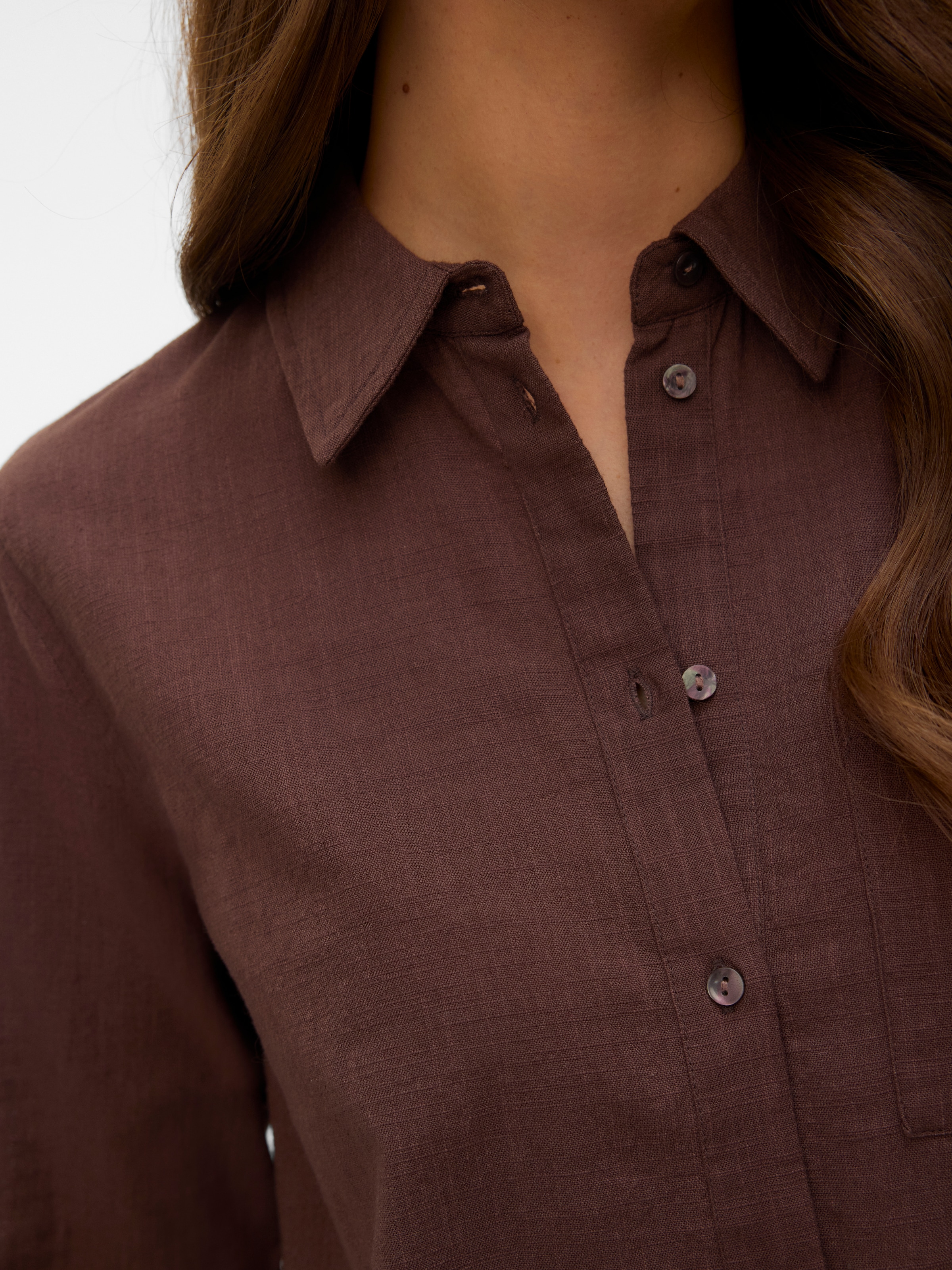 Vero Moda Langarmbluse »VMCAIA LS SHIRT WVN NOOS« Baumwollmischung, regular fit, mit Leinen