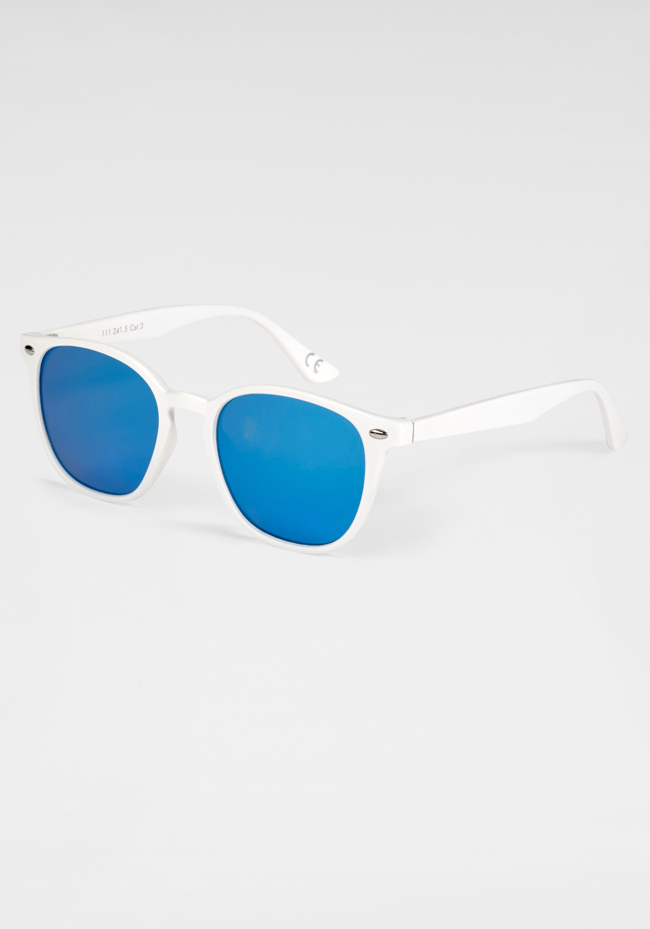 PRIMETTA Eyewear Sonnenbrille, Weiße Sonnenbrille mit blau verspiegelten Gläsern