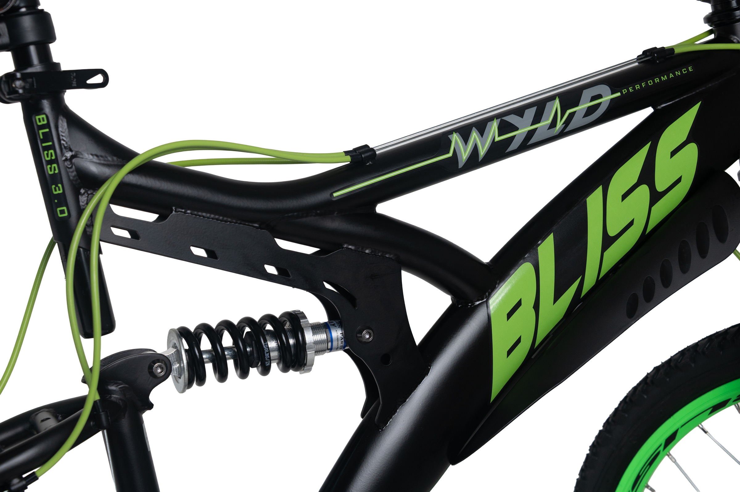 WYLD Mountainbike »WYLD Mountainbike Fully 26'' Bliss schwarz-grün 21 Gänge RH 47 cm« 21 Gang Shimano Tourney Schaltwerk Kettenschaltung