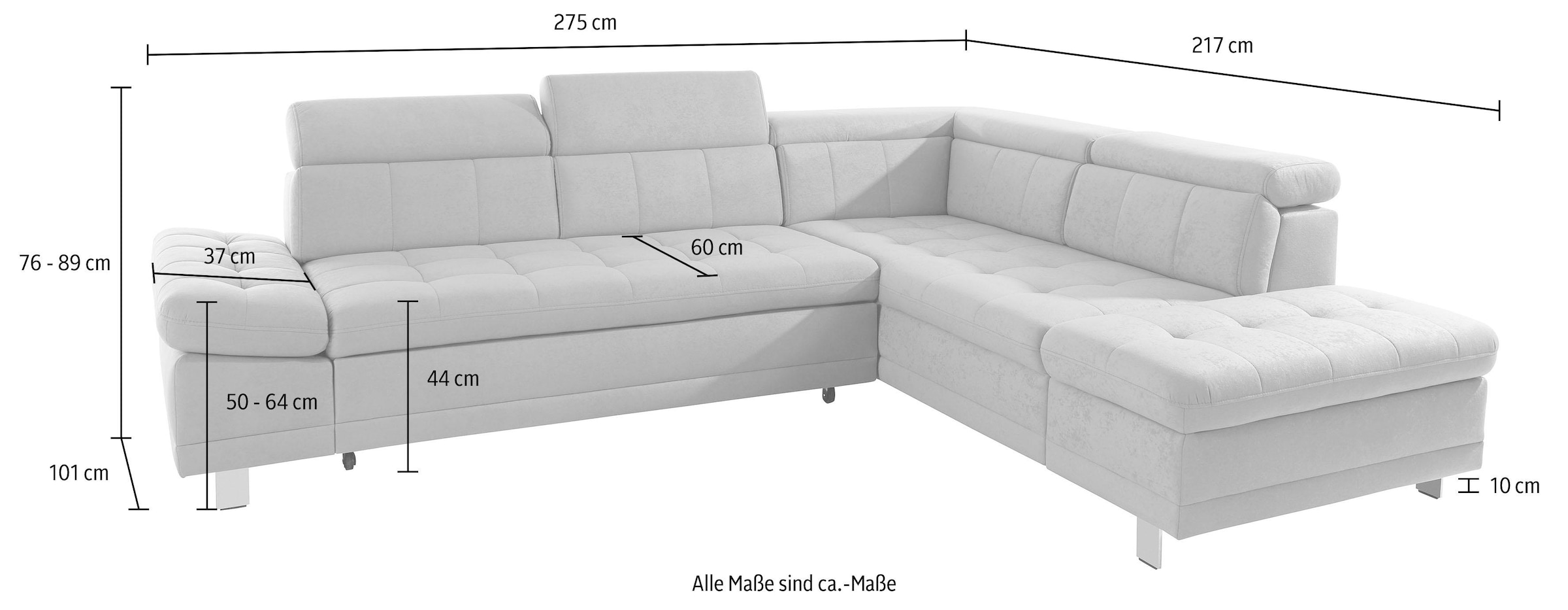 sit&more Ecksofa »Limit L-Form«, wahlweise mit Bettfunktion und Bettkasten