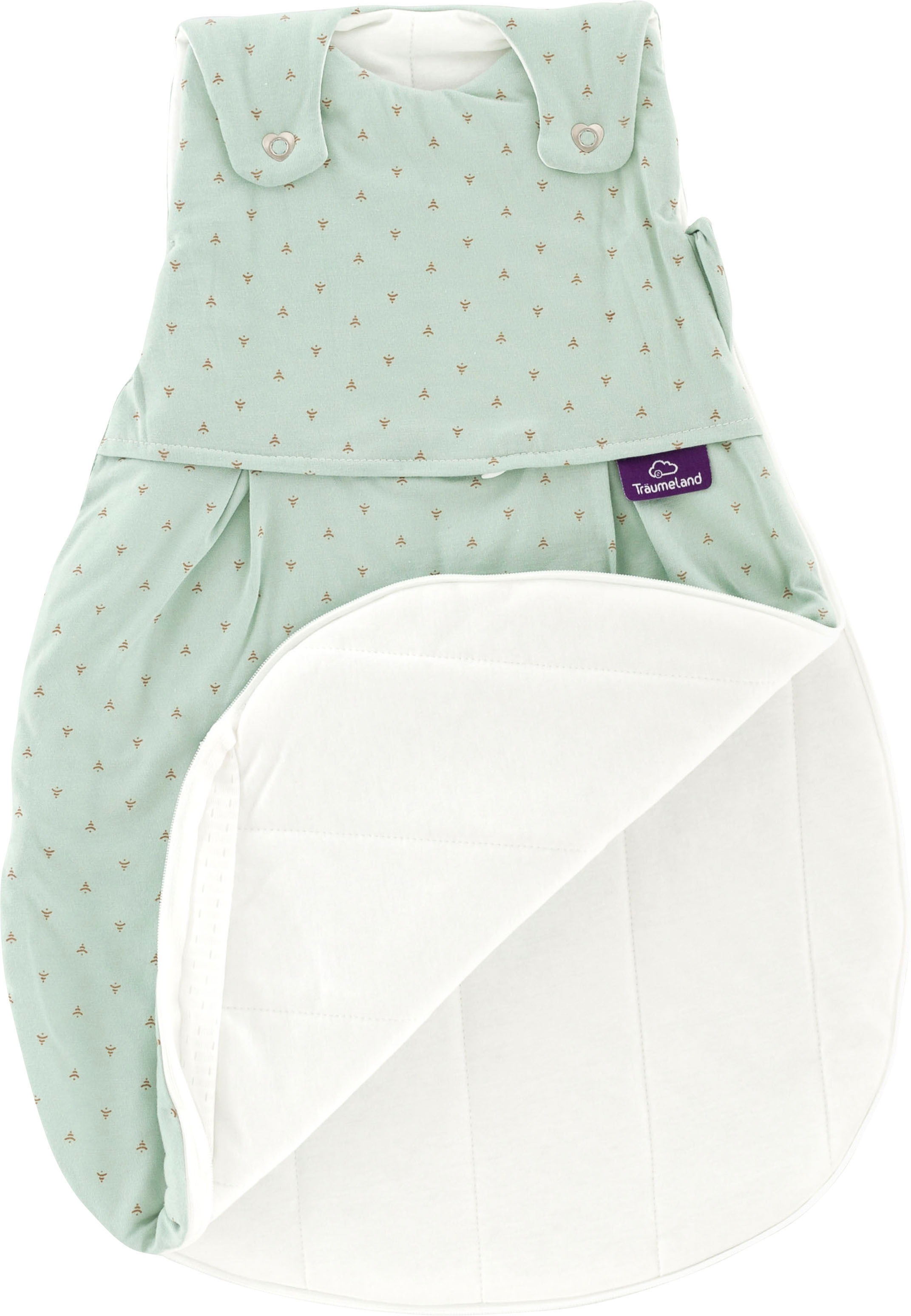 TRÄUMELAND Baby Babyschlafsack "Babyschlafsack LIEBMICH 3tlg. Set Twister, von Größe 50/56-68/74", grün, Bezug: 100% Baumwolle. Füllung: 70%