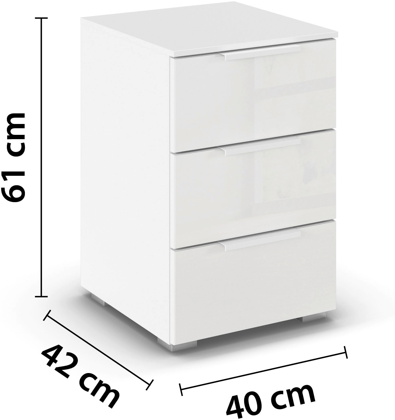 rauch Nachtkommode »Nachttisch Nachtkonsole Nachtschrank KOLUNA mit Glasfront« Breite 40 cm,  mit 3 geräumigen Schubladen für viel Stauraum MADE IN GERMANY