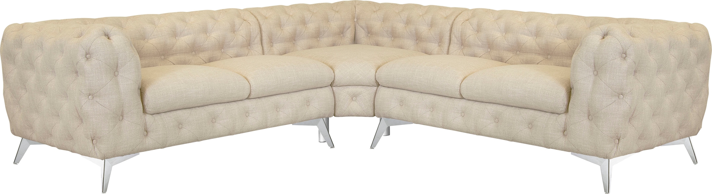 Leonique Chesterfield-Sofa "Ecksofa GLYNIS L-Form mit Wellenunterfederung, günstig online kaufen