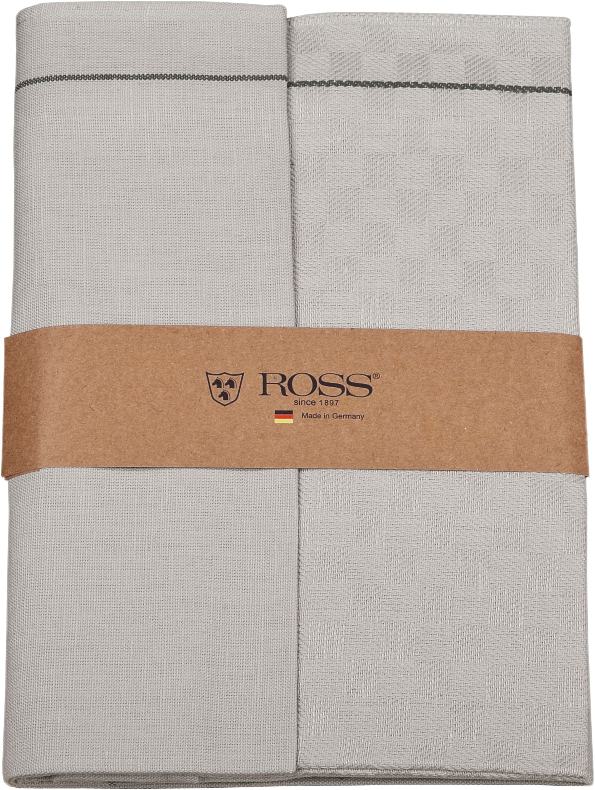 Geschirrtuch ROSS, B:50cm L:70cm, silber, 50% Baumwolle, 50% Leinen, Geschirrtücher, "2er Set 907, zwei Geschirrtücher in einer Banderole",