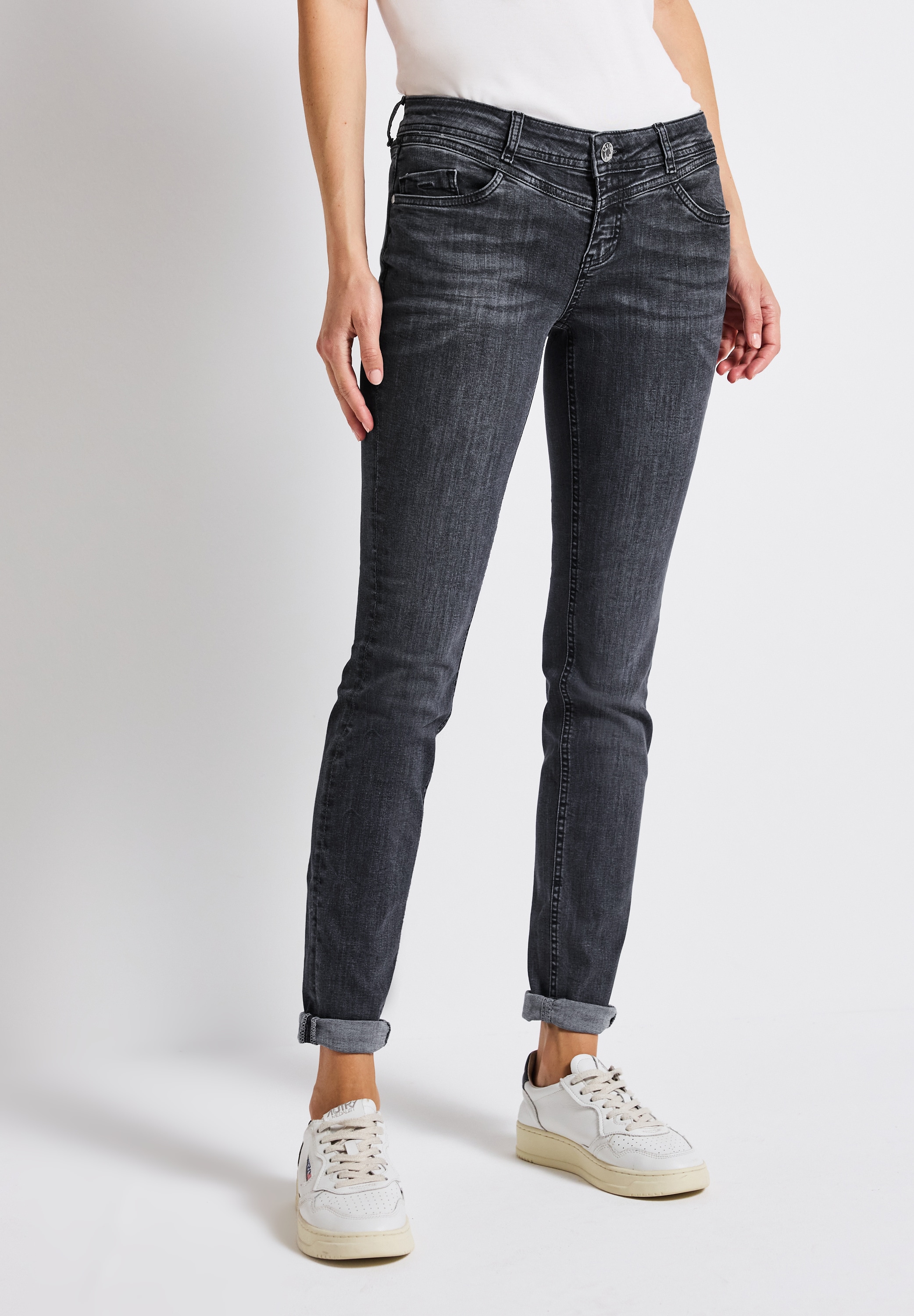STREET ONE Comfort-fit-Jeans in grauer Waschung