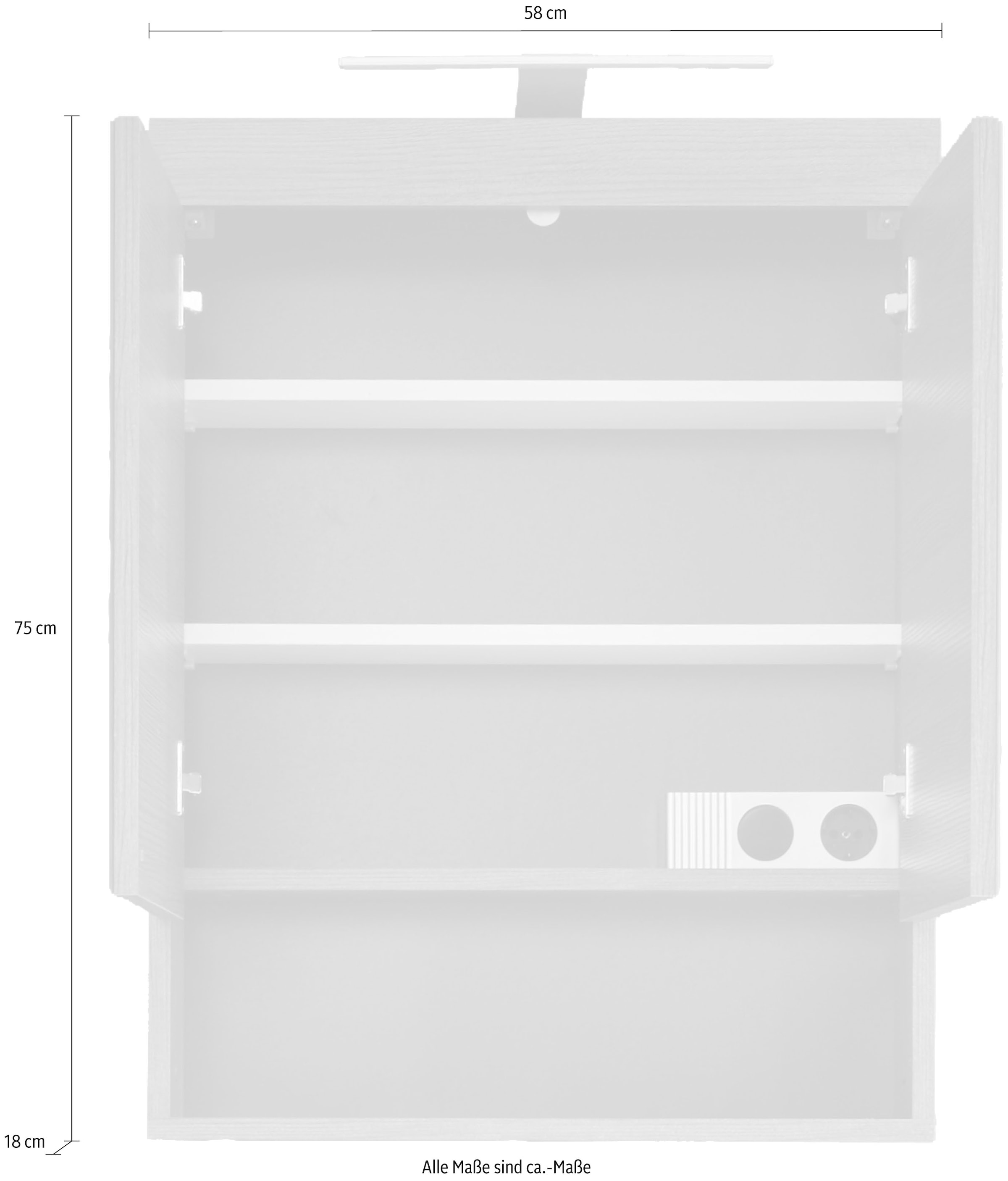 welltime Spiegelschrank »Royan« Spiegelschrank mit 2 Türen & 1 Fach - (B/T/H) 58/18/75 cm