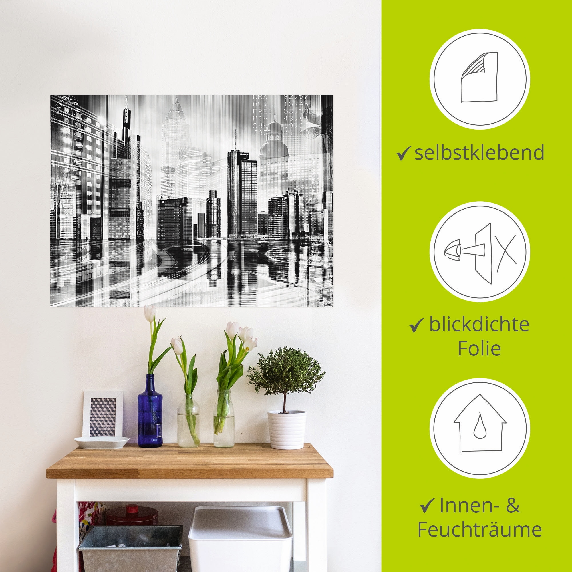 Artland Wandbild »Frankfurt Skyline Collage 01«, Deutschland, (1 St.), als Leinwandbild, Wandaufkleber in verschied. Größen