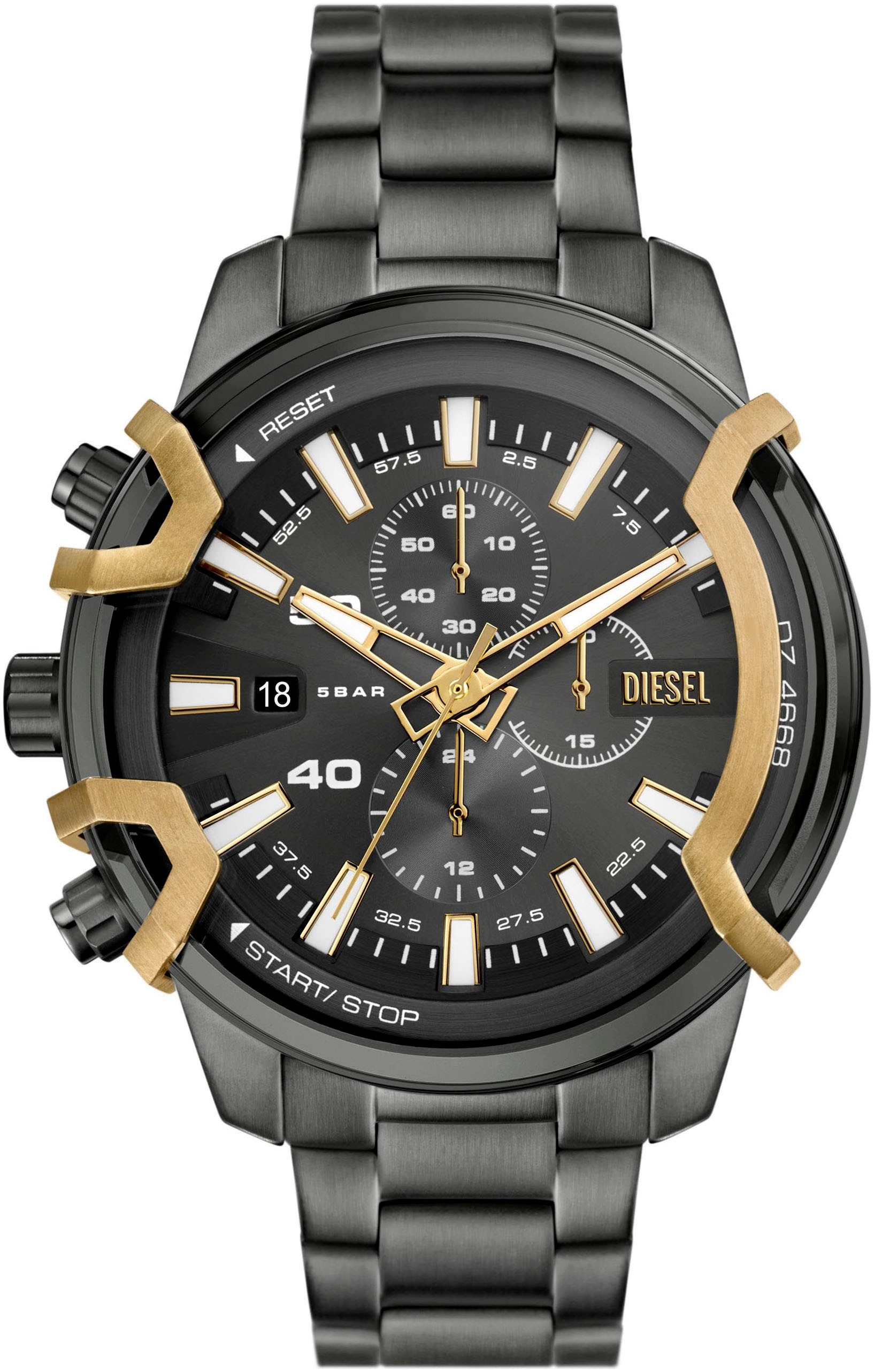 Diesel "GRIFFED" Quarzuhr, Armbanduhr, Herrenuhr, Stoppfunktion, Edelstahlarmband