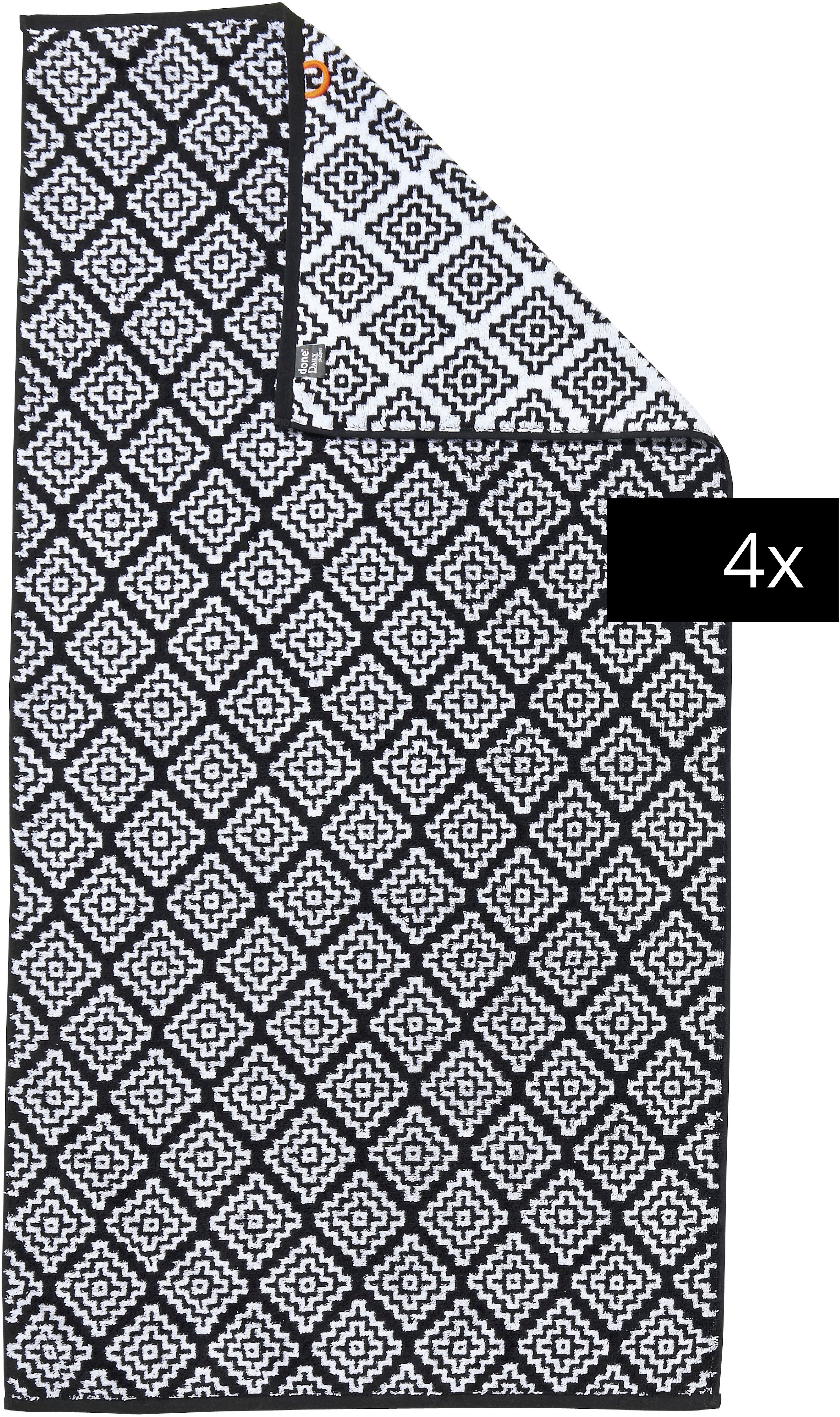 Duschtücher DONE., B:70cm L:140cm, schwarz, Jacquard-Walkfrottier, Baumwolle, Handtücher, "DAILY SHAPES"