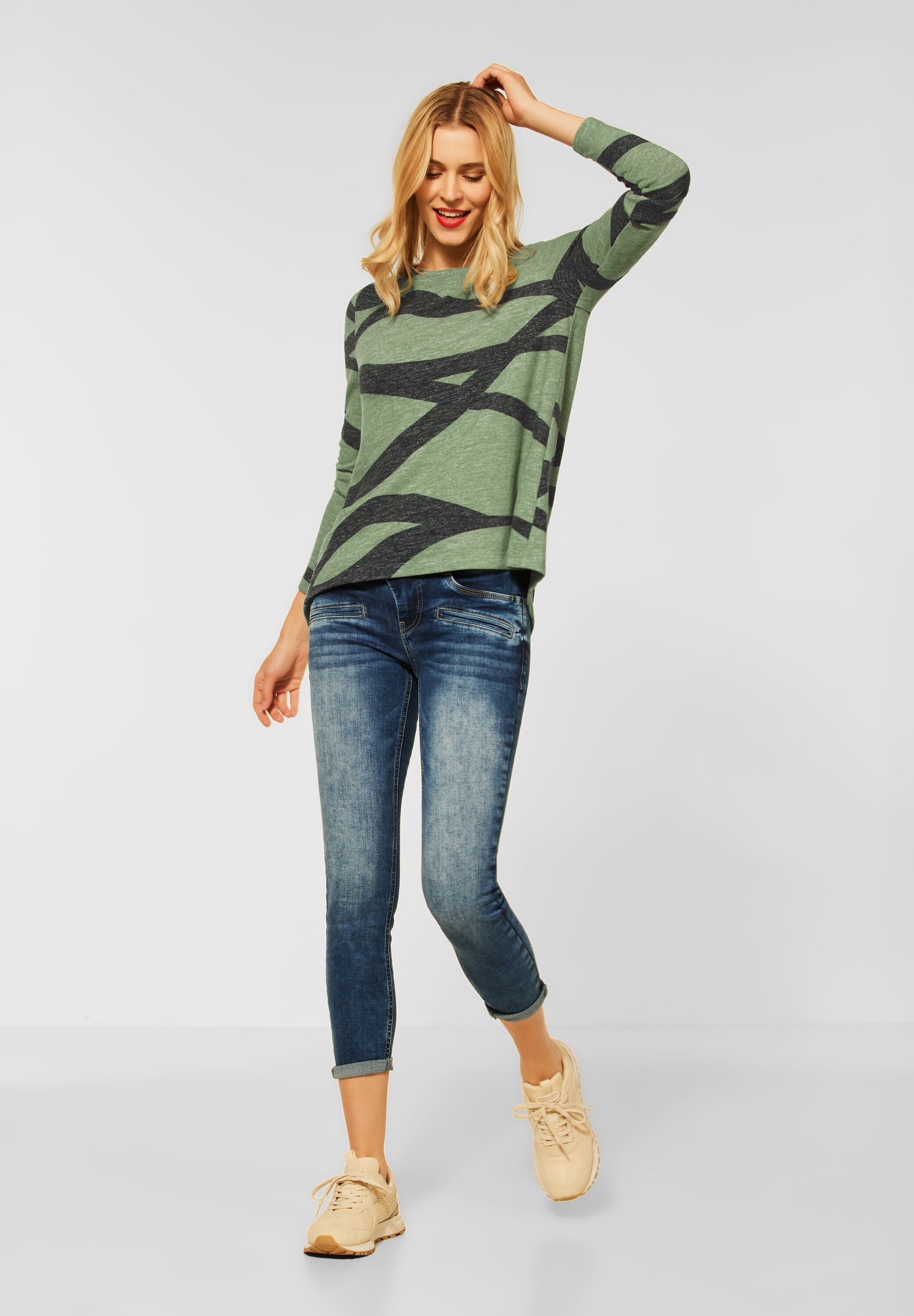 STREET ONE Langarmshirt, in Melange Optik