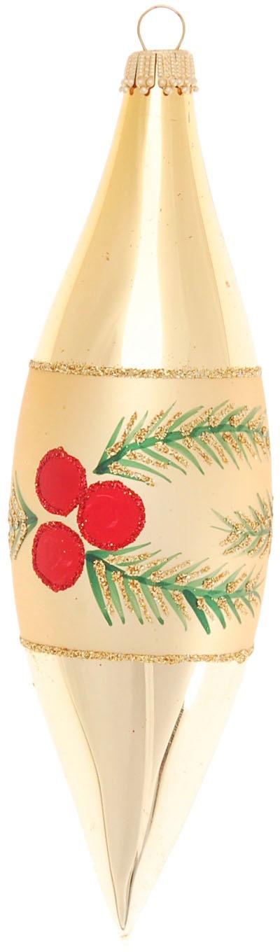 Krebs Glas Lauscha Christbaumschmuck »Weihnachtsstern & Beeren, in Olivenform«, (Set, 3 tlg.), Weihnachtsdeko, Christbaumkugeln aus Glas, Weihnachtsbaumkugel