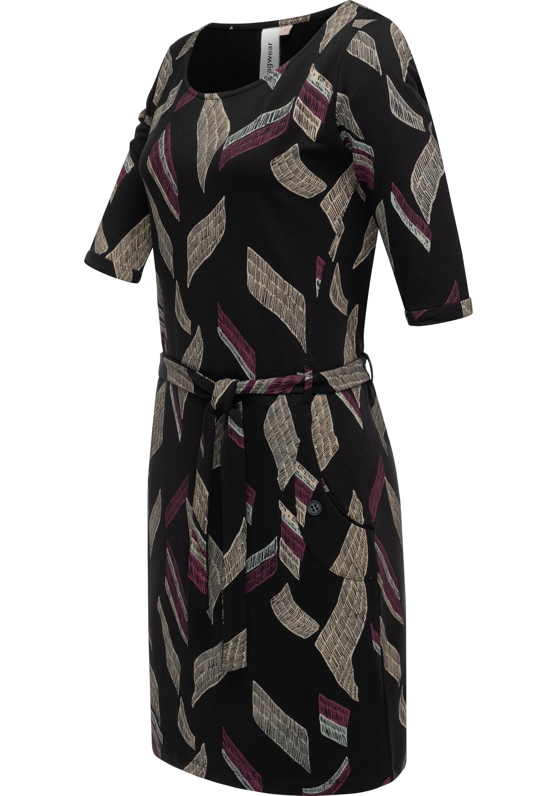 Ragwear Jerseykleid »Kenisha Print« Außentaschen | Eingrifftaschen Midikleid mit Taillengürtel