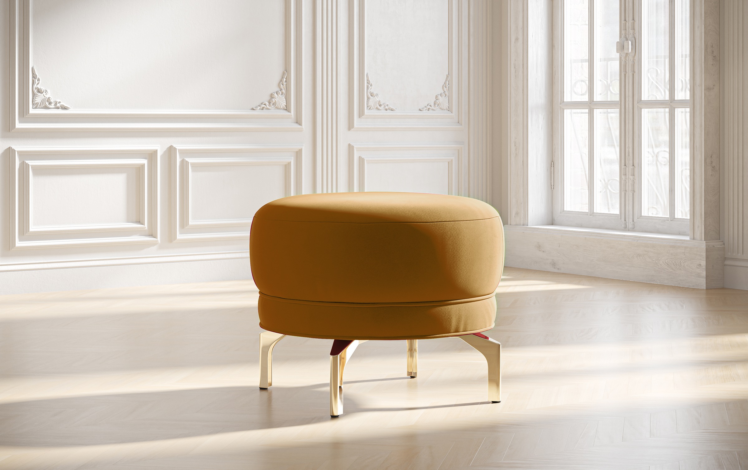sit&more Polsterhocker »Orient 3«, goldfarbene Metallfüße