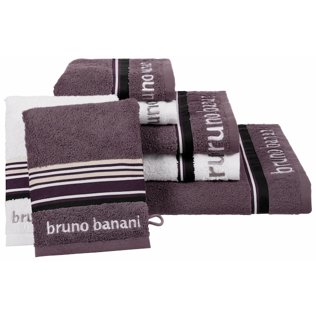 Bruno Banani Handtuch Set »Maja«, Set, 7 tlg., Walkfrottee, mit Bordüre und  Markenlogo, 7 teiliges Handtücher Set, 100% Baumwolle auf Rechnung | BAUR
