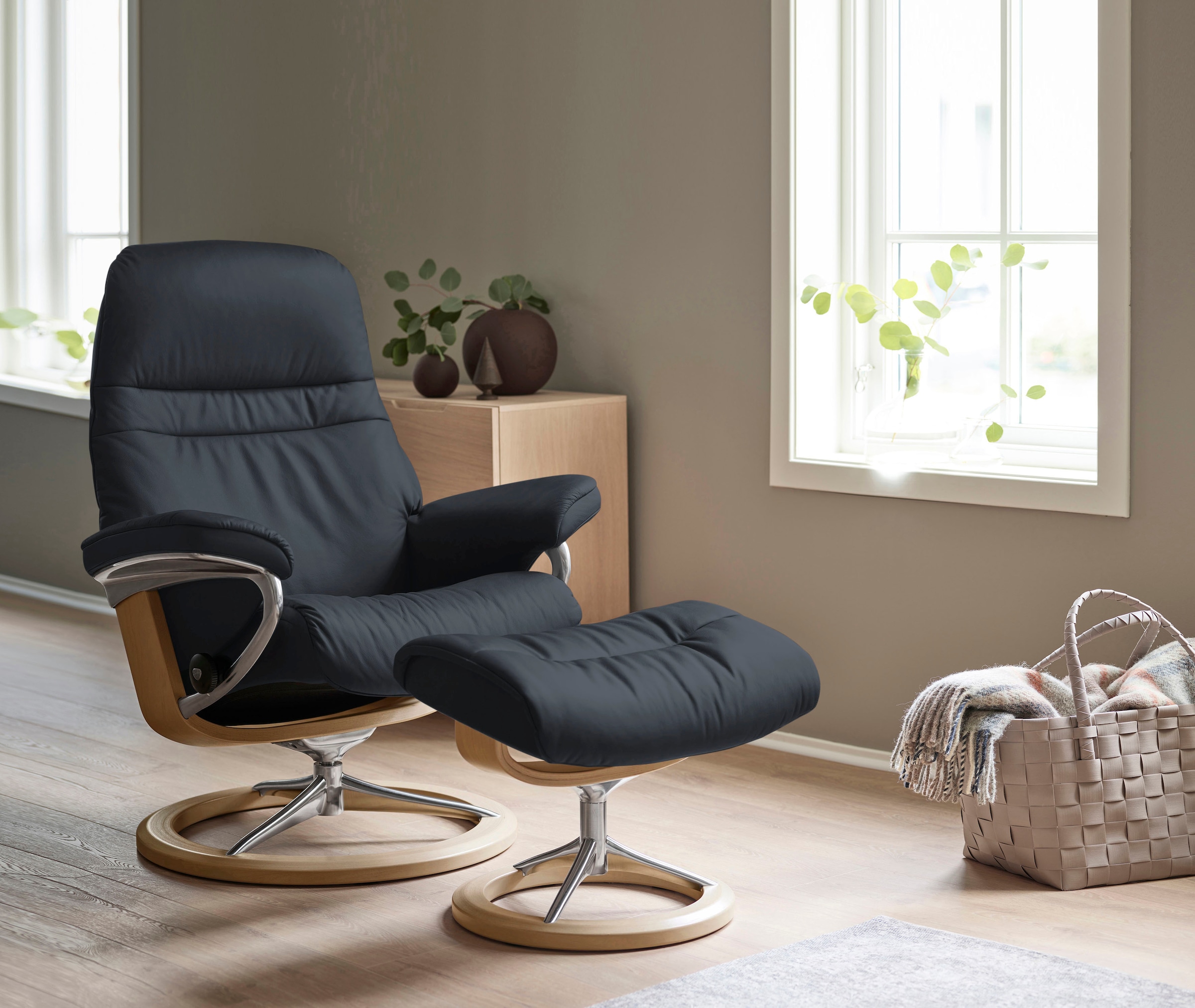 Stressless Relaxsessel "Sunrise" Relaxsessel mit Hocker, mit Signature Base günstig online kaufen