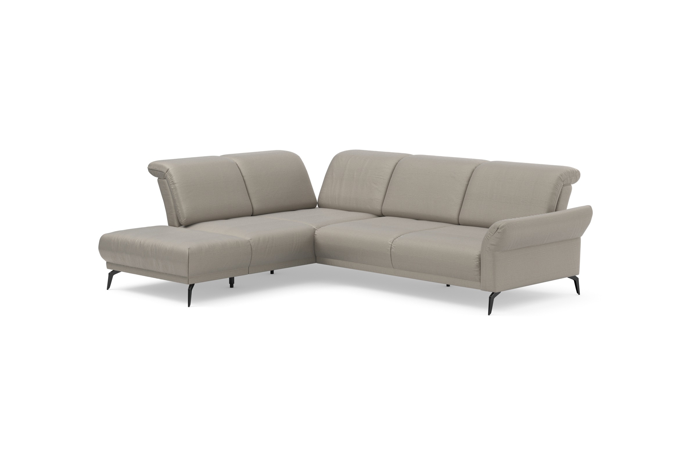 INOSIGN Ecksofa »Coco L-Form«, Sitztiefen-, Arm- und Kopfteilverstellung, Cord-Bezug, Fußhöhe 15 cm