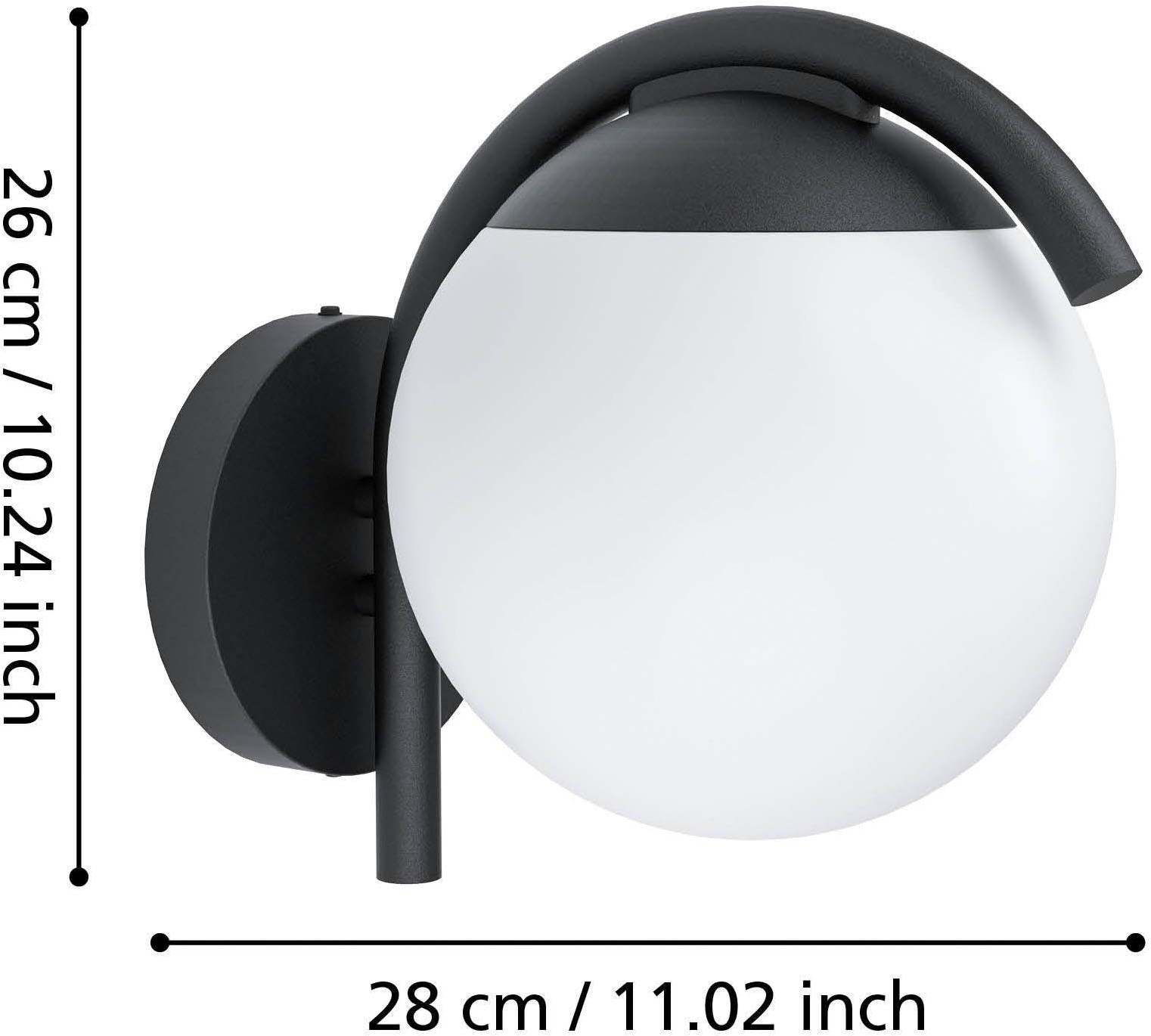 EGLO Wandleuchte »Prata Vecchia Außen Wandlampe, Außenleuchte, Minimalistisch, E27, IP44« E27 1 Stk. Wand-/Deckenleuchte - L20 x H26 x AL28,5 cm - schwarz - 1X28W exkl.