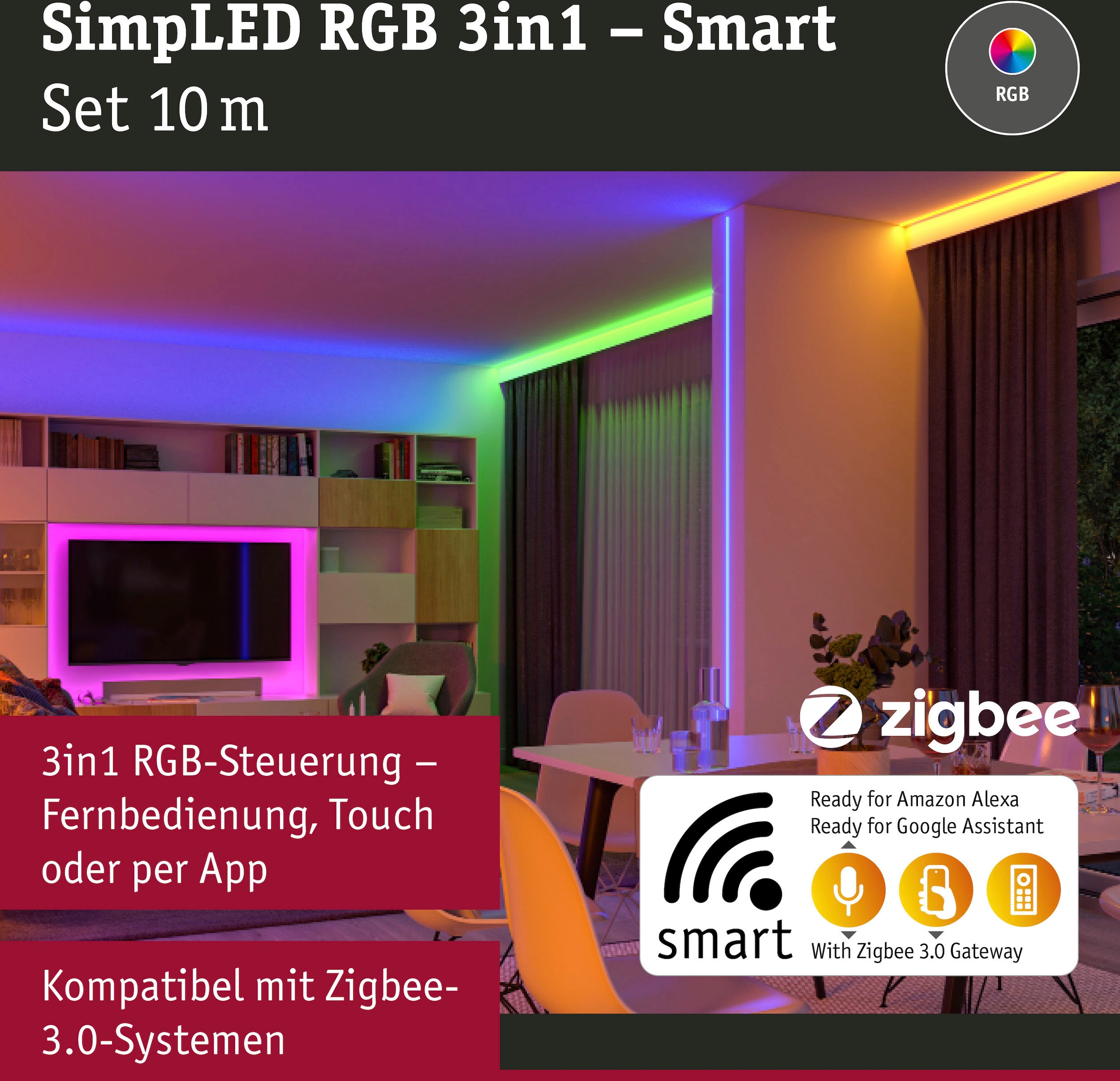 Paulmann LED-Streifen »SimpLED Stripe Set | Kunststoff«, Metall BAUR St.-flammig, 10m bestellen Weiß DC RGB Zigbee 230/12V 1