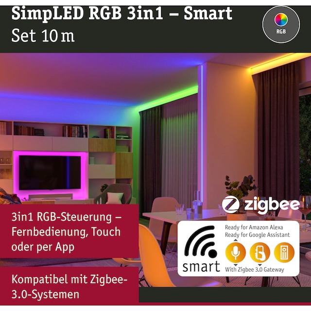 Metall RGB bestellen 1 10m Paulmann LED-Streifen »SimpLED Set Zigbee 230/12V Kunststoff«, Weiß | St.-flammig, BAUR DC Stripe