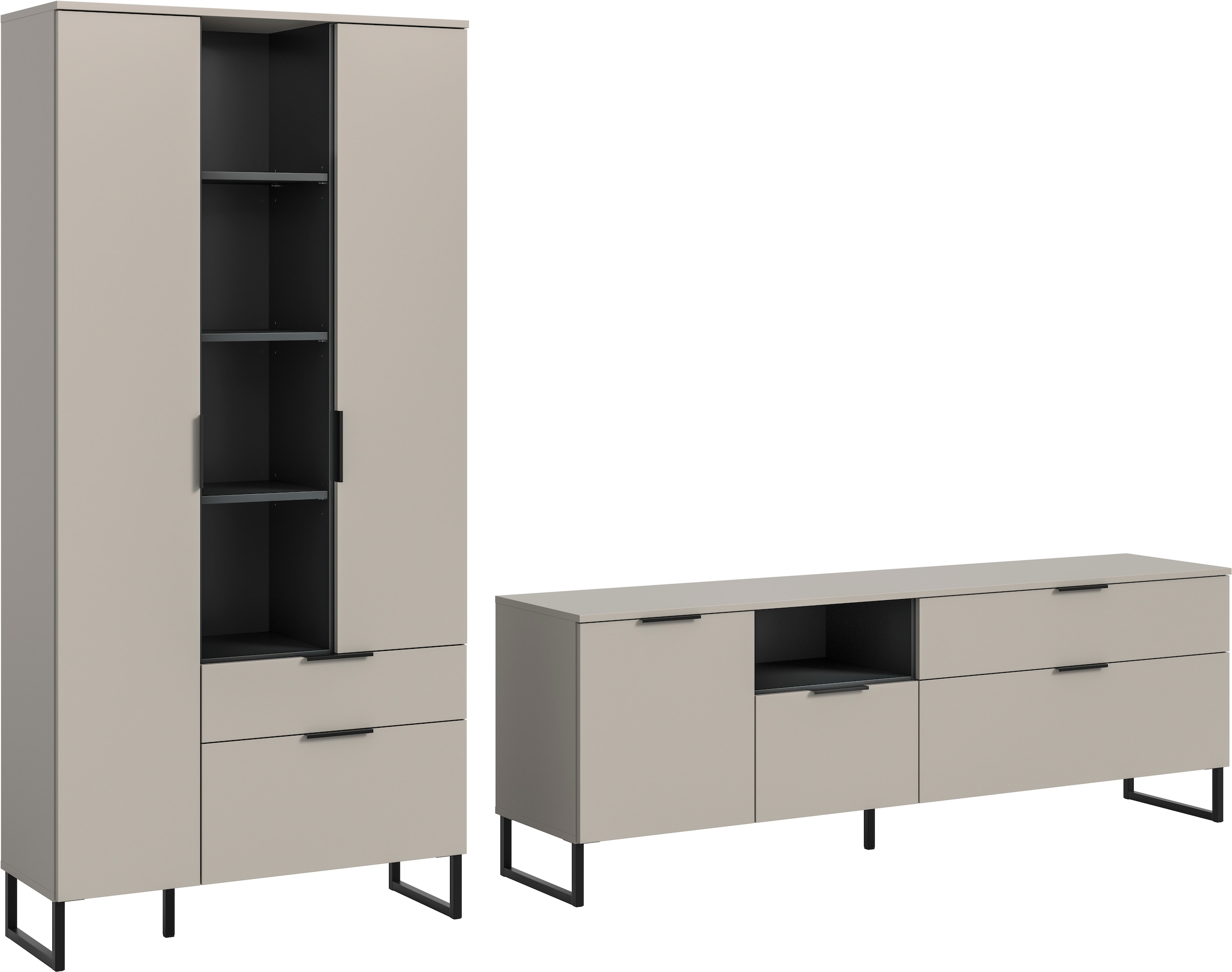 INOSIGN Wohnwand "ADIO, Breite 290 cm, 2-teiliges Set, mit Metall-Kufenfüße günstig online kaufen