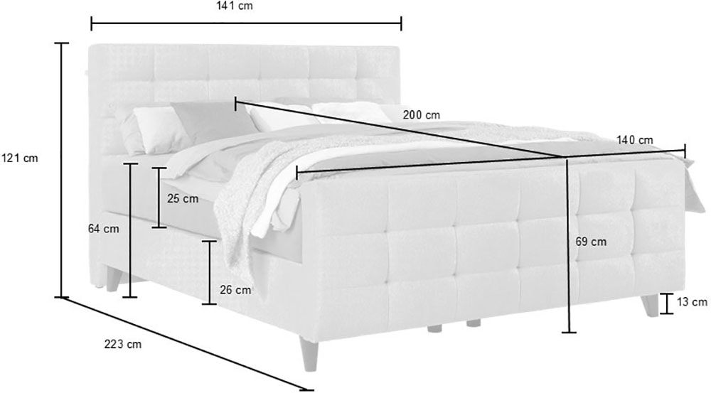 alina Boxspringbett »Dory« inklusive Matratze und Topper, mit Fußteil