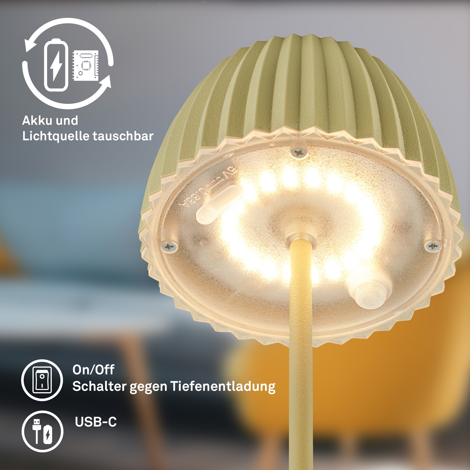 Briloner Leuchten LED Tischleuchte »Akku LED Tischleuchte« LED-Modul