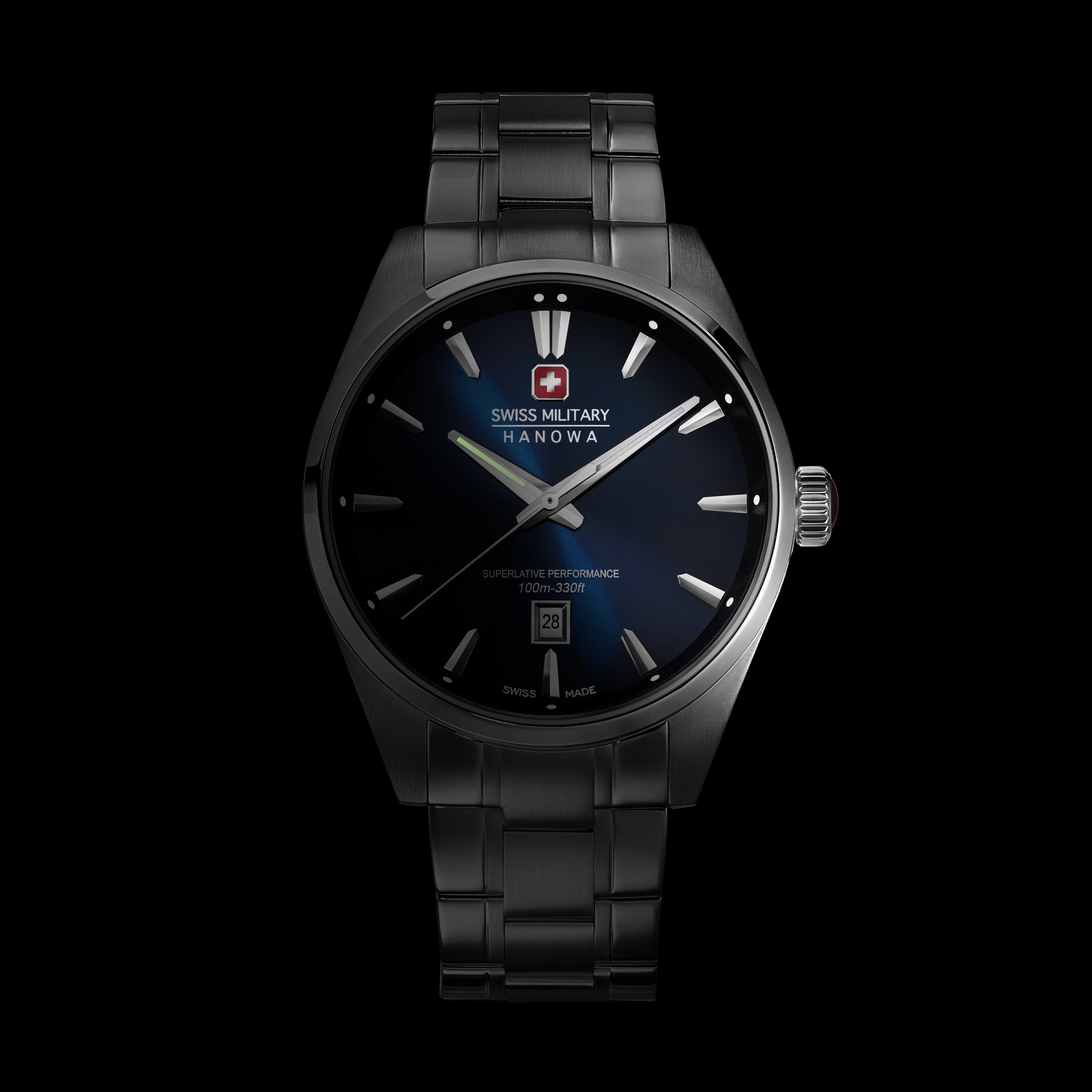 Swiss Military Hanowa Quarzuhr »Thunder« Armbanduhr, Herrenuhr, Swiss Made, Edelstahlarmband, analog, Tag
