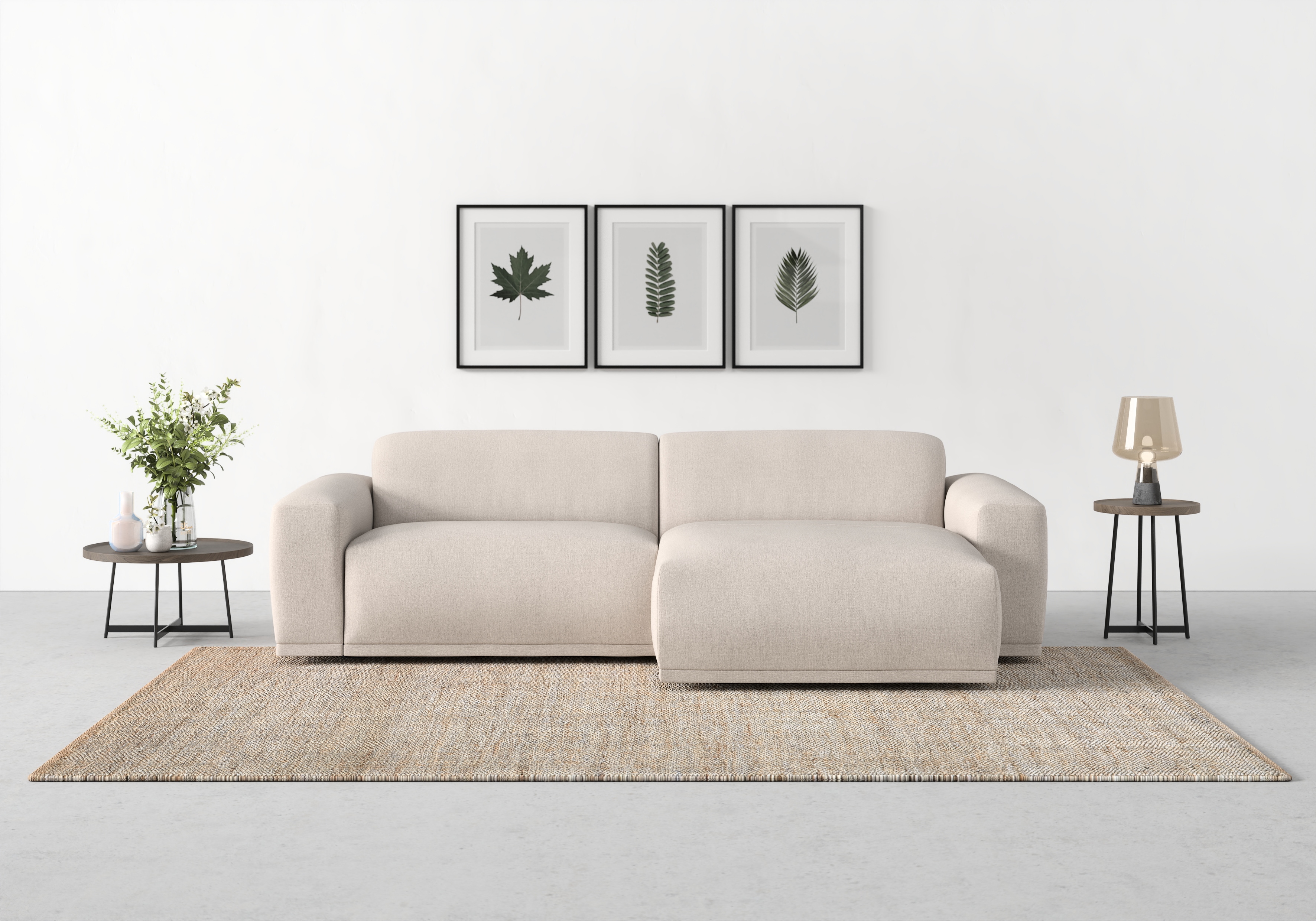 TRENDMANUFAKTUR Ecksofa "Braga, mit hochwertigem Kaltschaum, L-Form, Japandi-Design" modernes Sofa, Couch mit hohem Sitzkomfort, 255/72/160 cm (B/H/T)