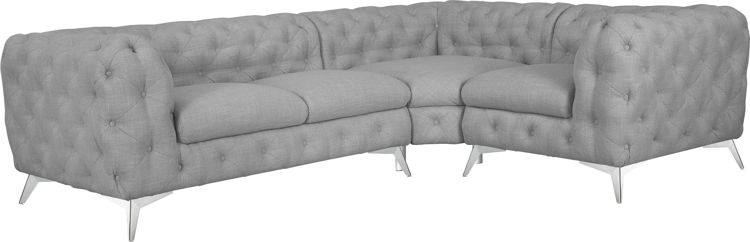 Home affaire Chesterfield-Sofa »Ecksofa GLYNIS L-Form mit Wellenunterfederung, Maße B/T/H 264/204/75cm« aufwändige Knopfheftung, moderne Chesterfield Optik, Fußfarbe wählbar