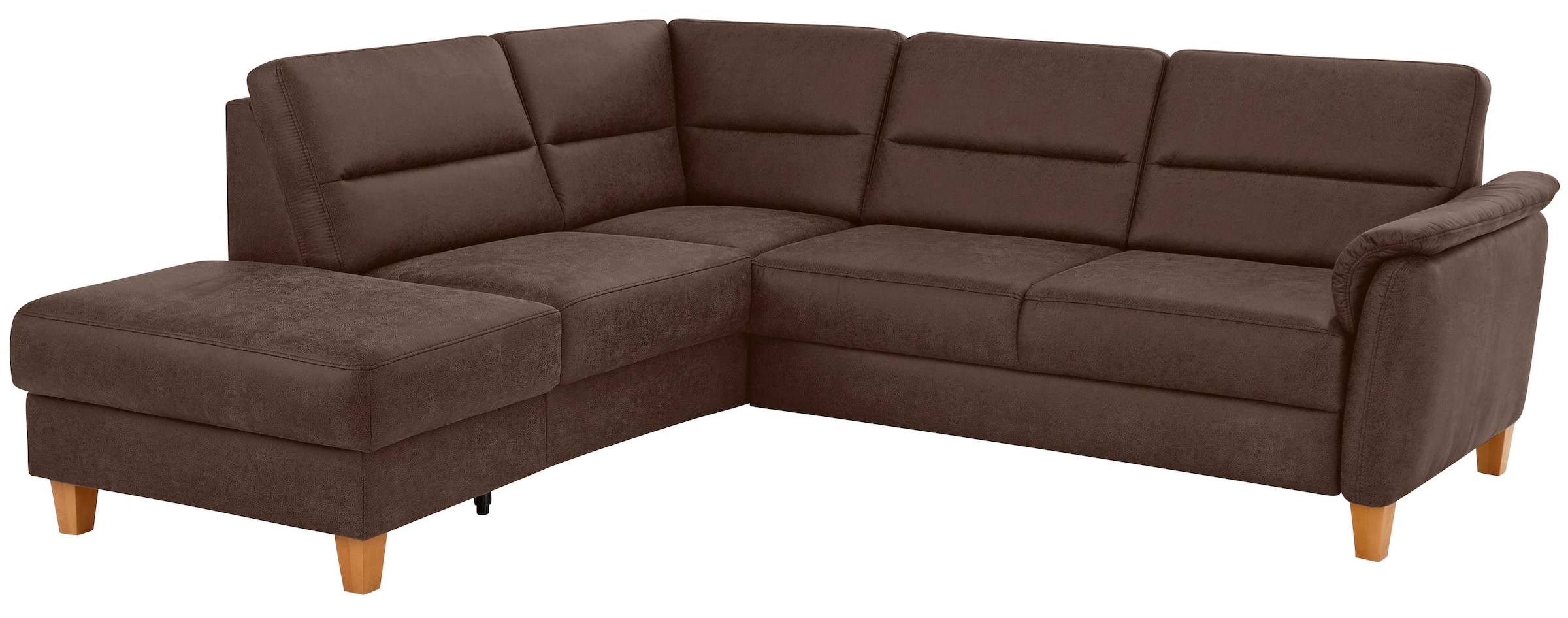 Home affaire Ecksofa "Palmera, L-Form, B: 236 cm, Bettfunktion & Bettkasten wählbar" Federkern-Polsterung, Sitzhöhe 48 cm, handgefertigt, stilvolles Design