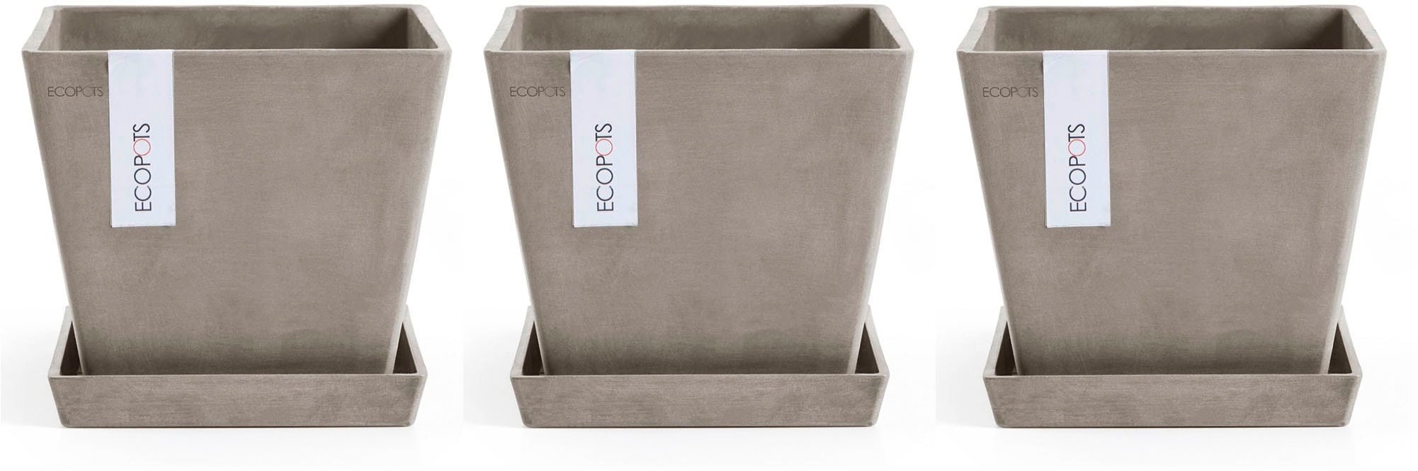 ECOPOTS Blumentopf »Rotterdam«, (Set, 3 St.), mit passenden Untersetzern