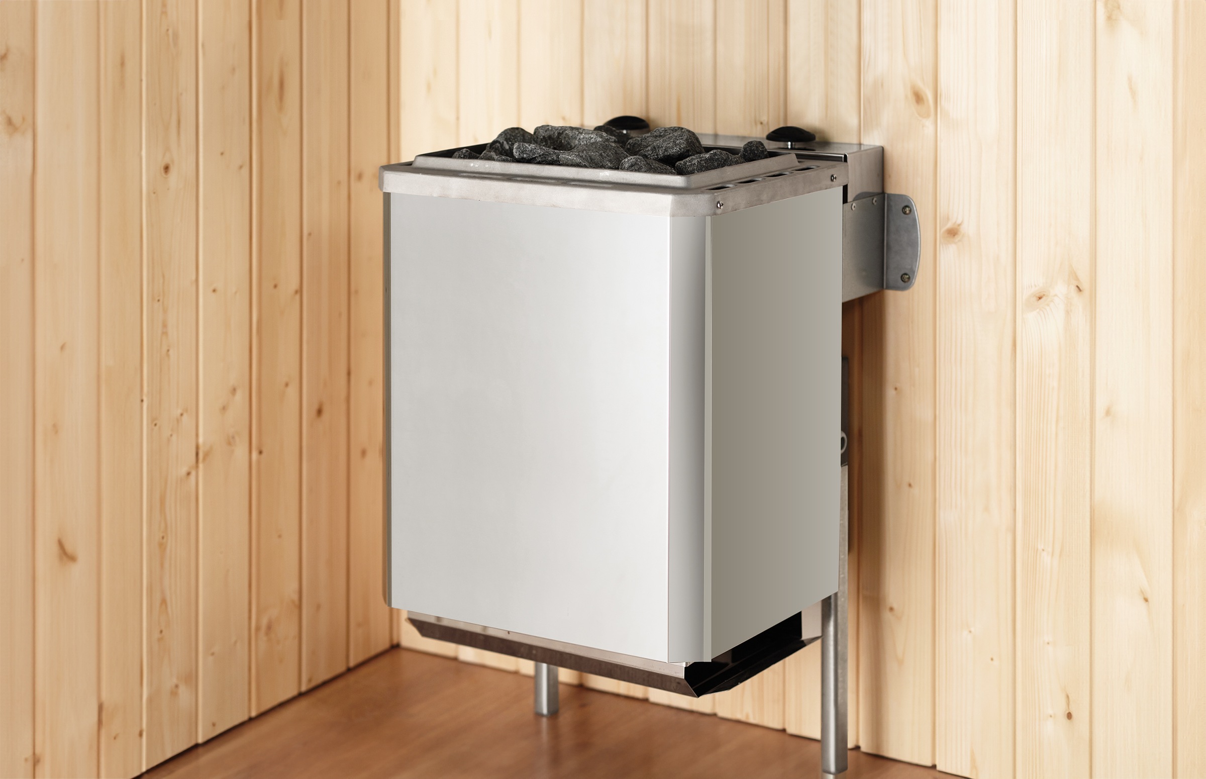 Thumbnail - weka Sauna "Massivholzsauna VALIDA Eck 1", Blockbohlen, moderne Ganzglastür